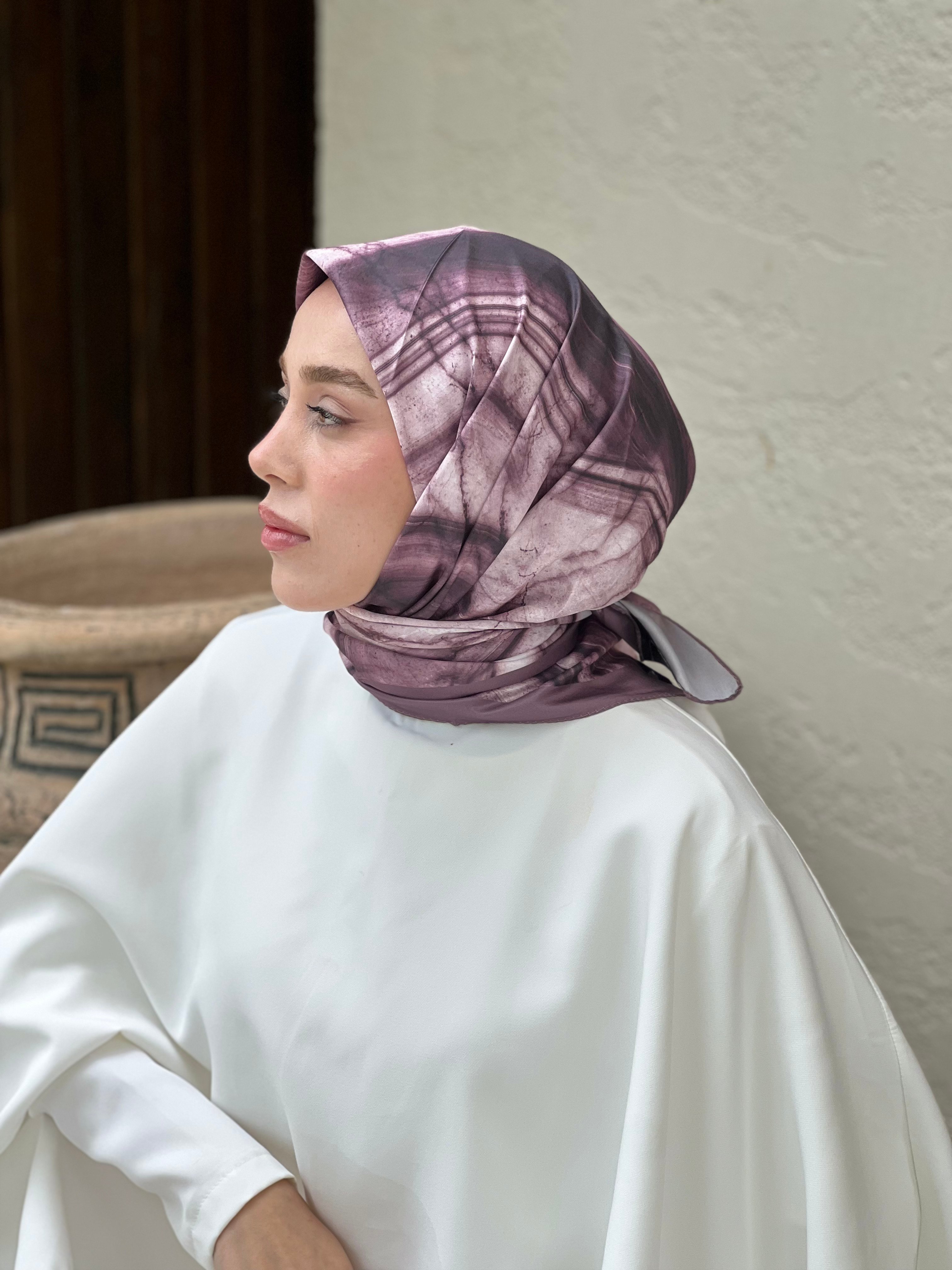 Marble Pattern Tanca Scarf - Magenta