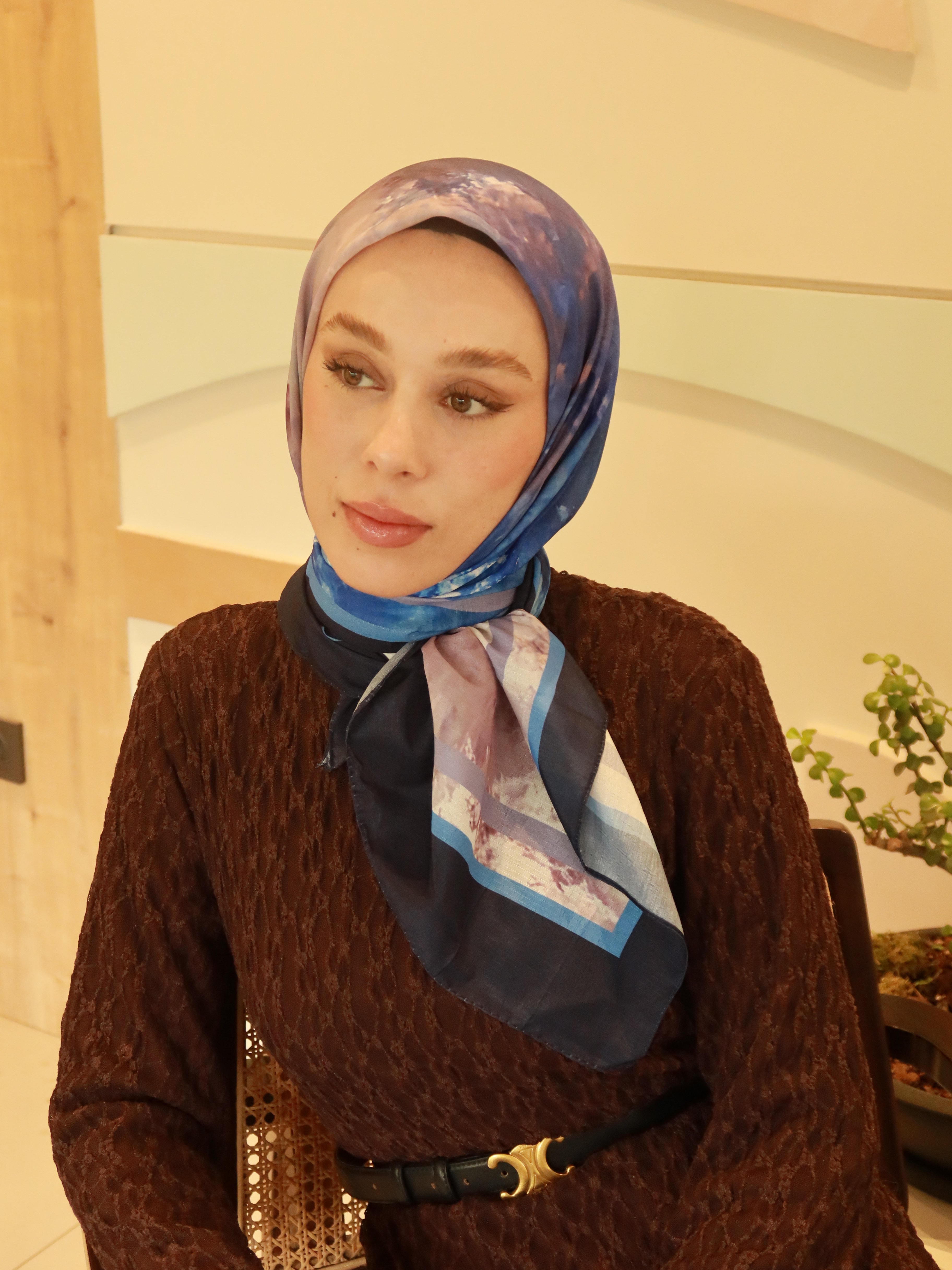 Eterya Desen Lina Eşarp - Lacivert-İndigo