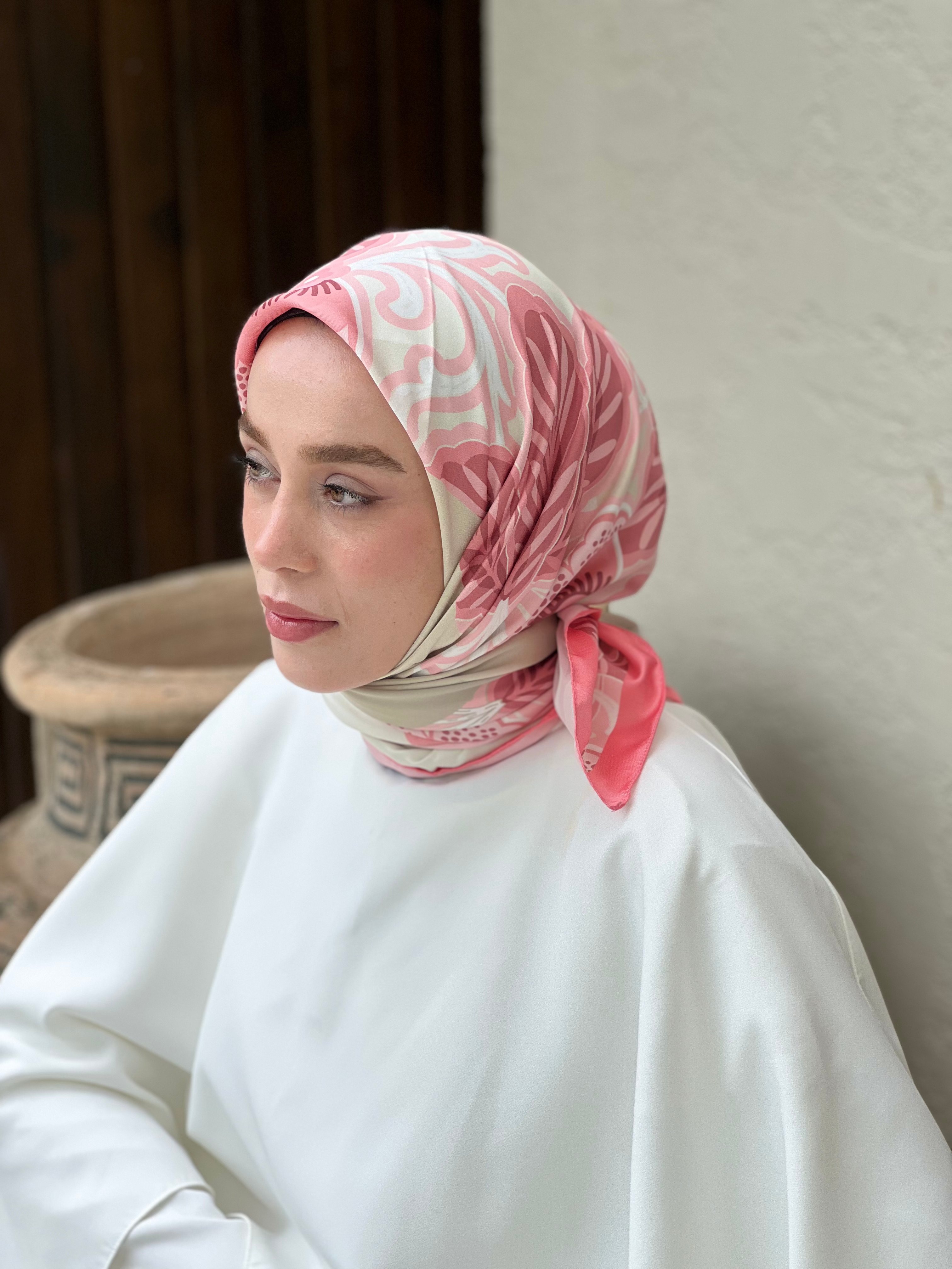 Sarmaşık Twill Eşarp - Pembe