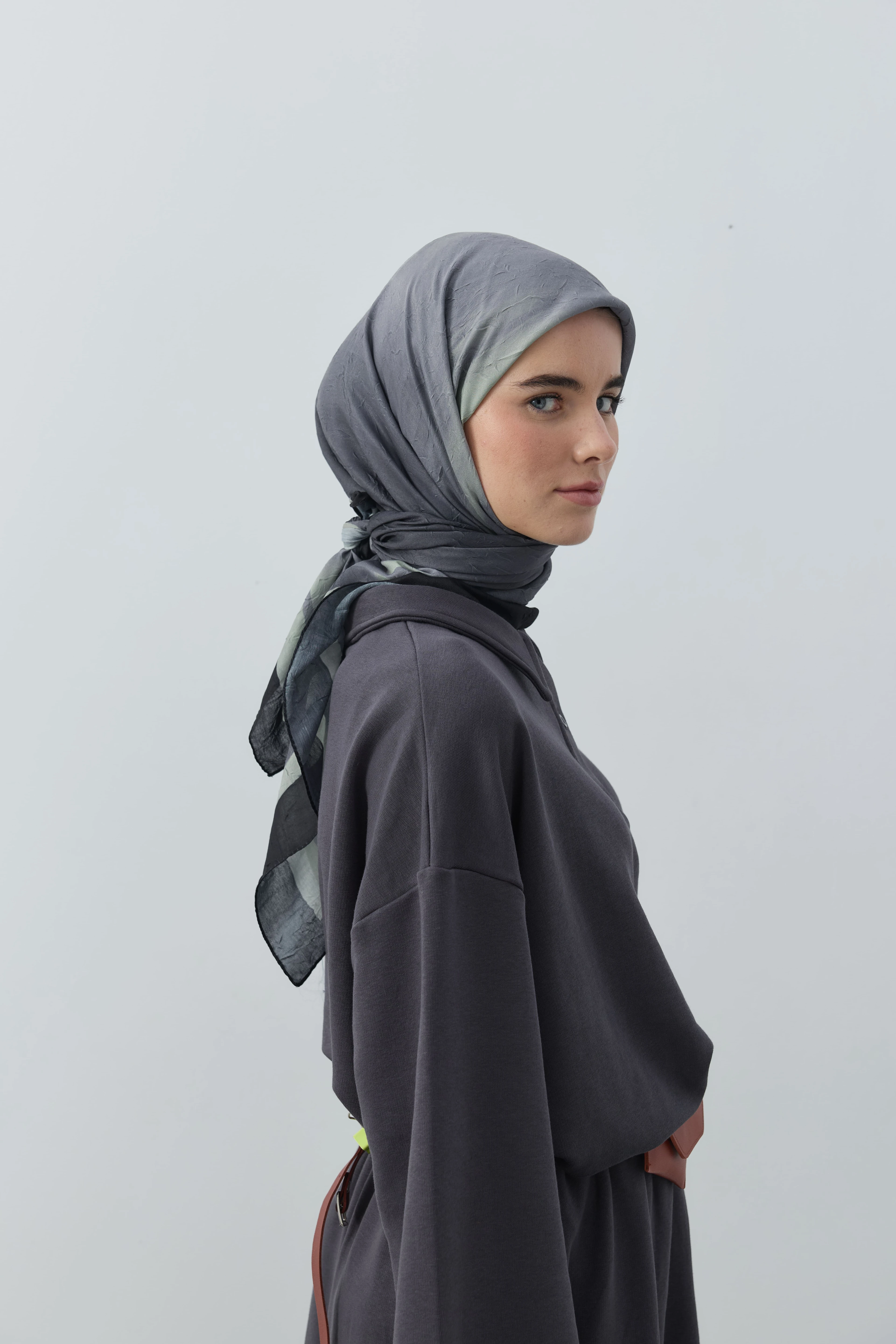 Orelia Desen Bambu Eşarp - Siyah-Yeşil