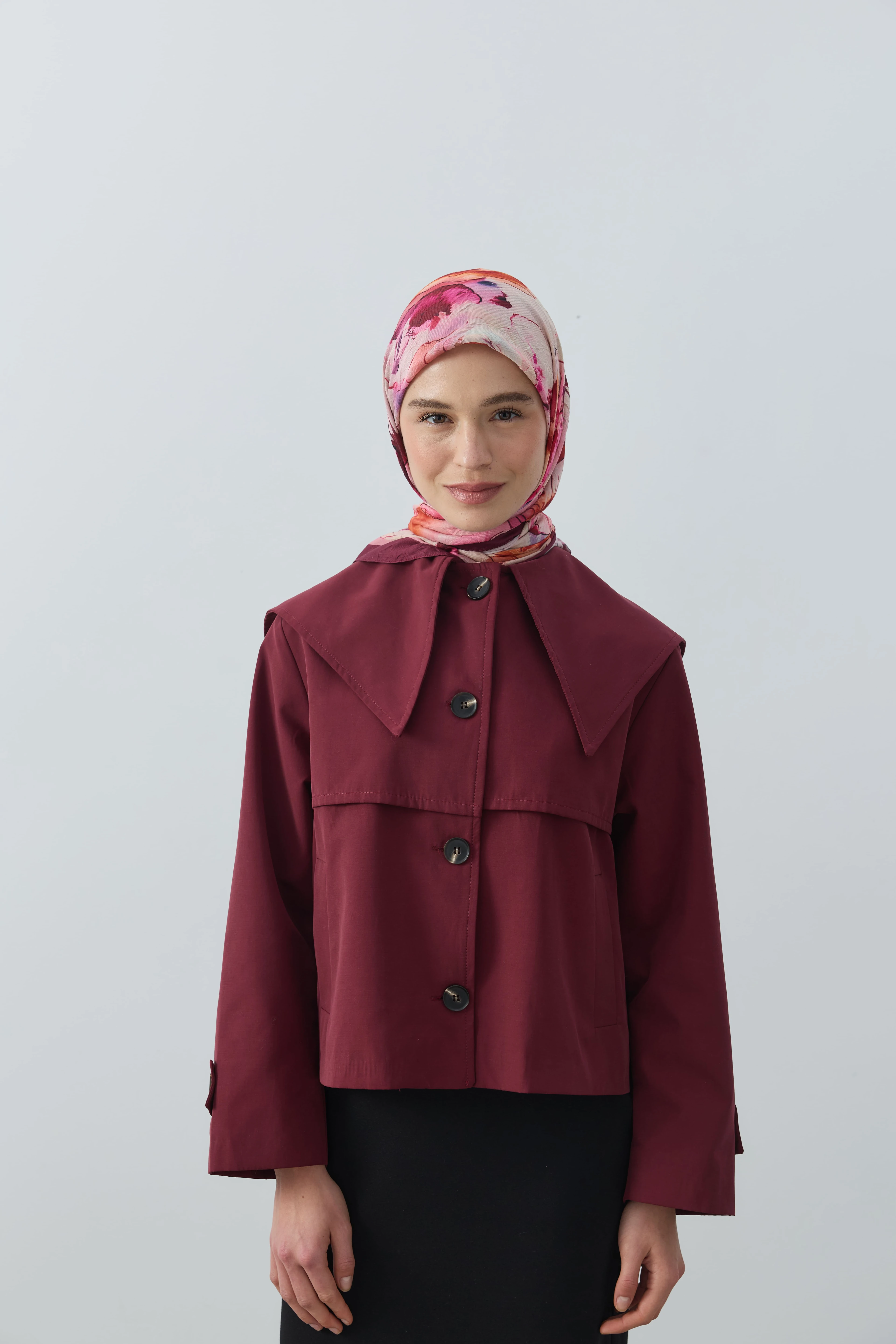 Evelyne Desen Bambu Eşarp - Bordo