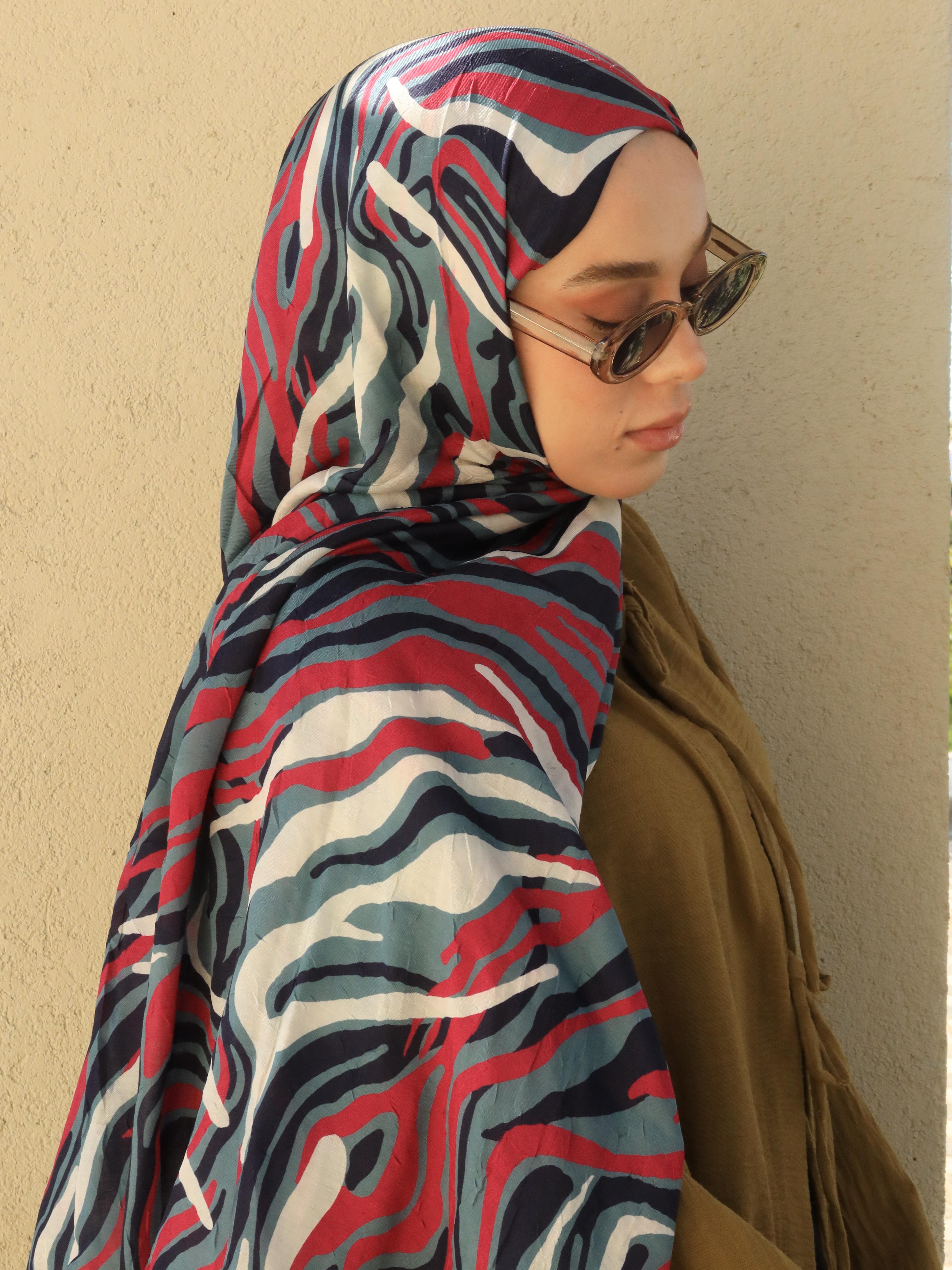 Watercolor Zebra Pattern Bamboo Shawl - Royal-Koyu Mint