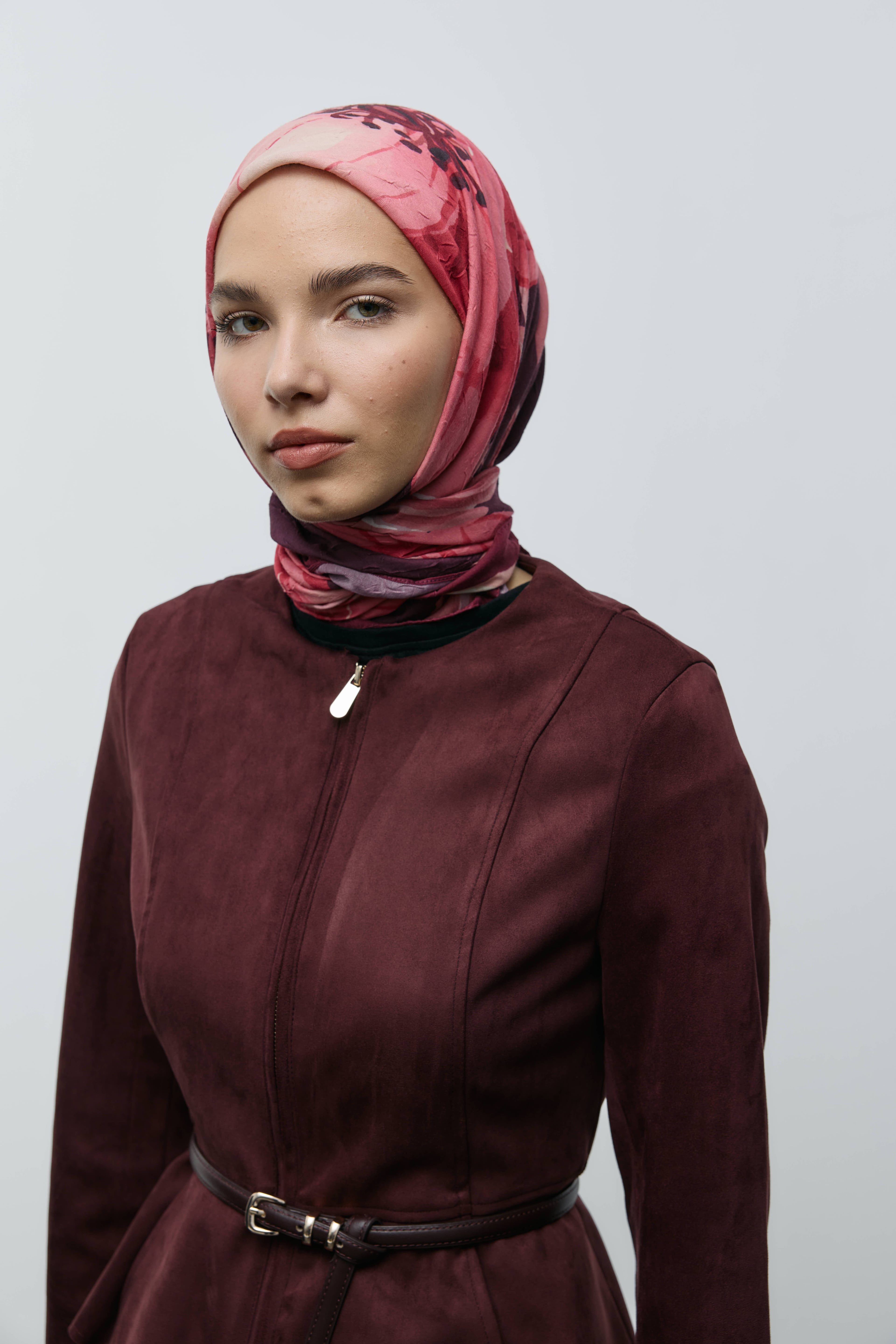 Roselith Desen Bambu Eşarp - Bordo