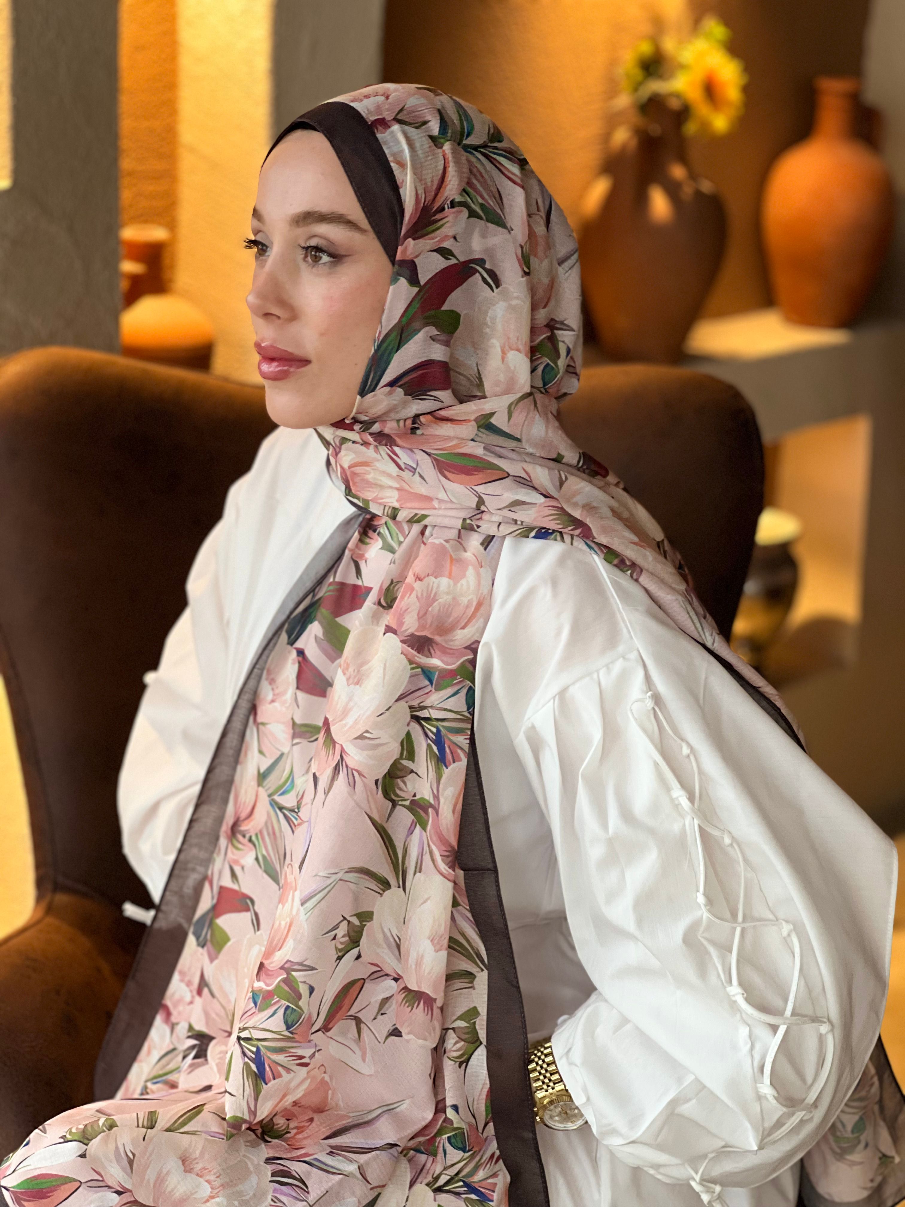 Seta Desen Lina Şal - Acı Kahve