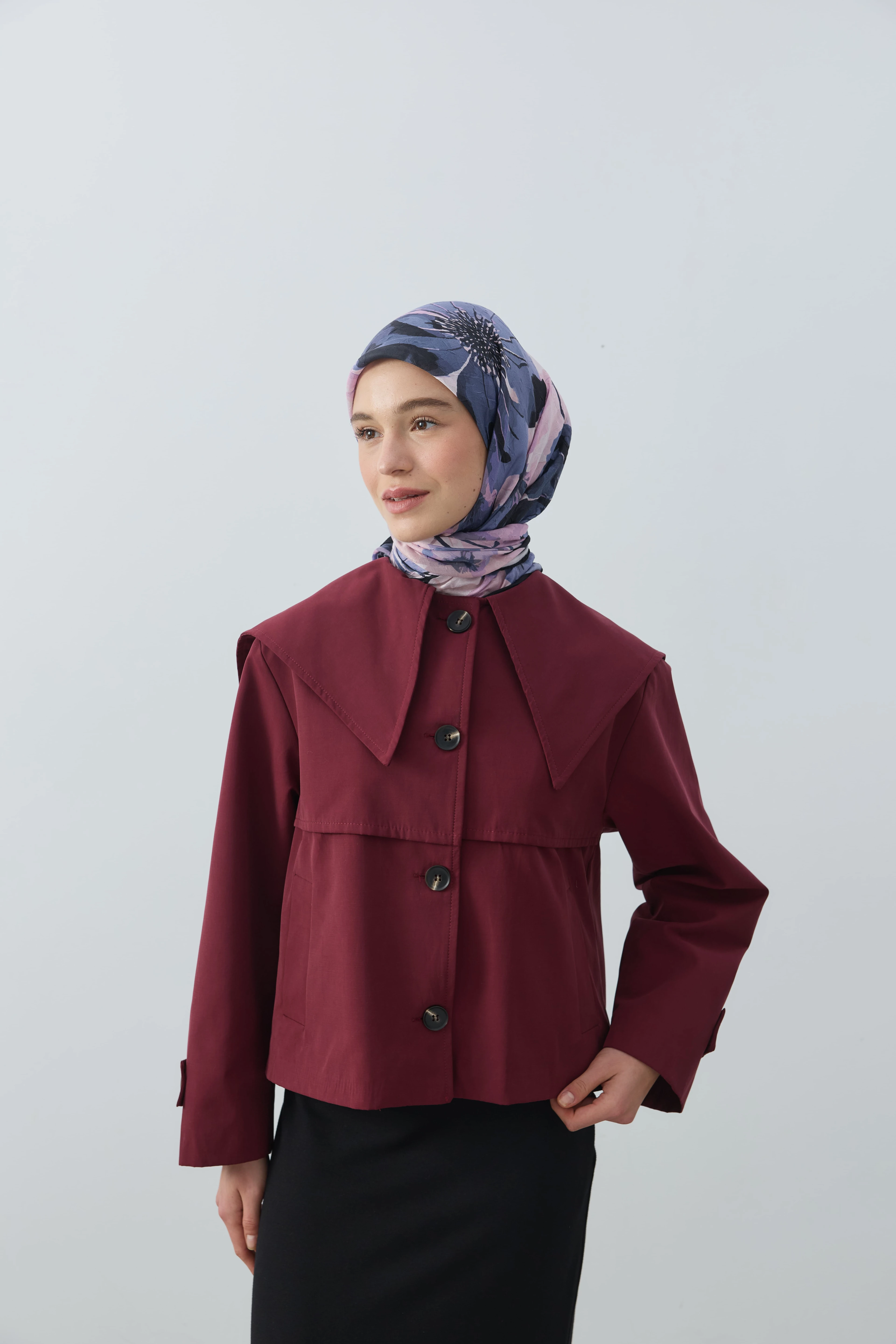 Solena Desen Bambu Eşarp - Siyah