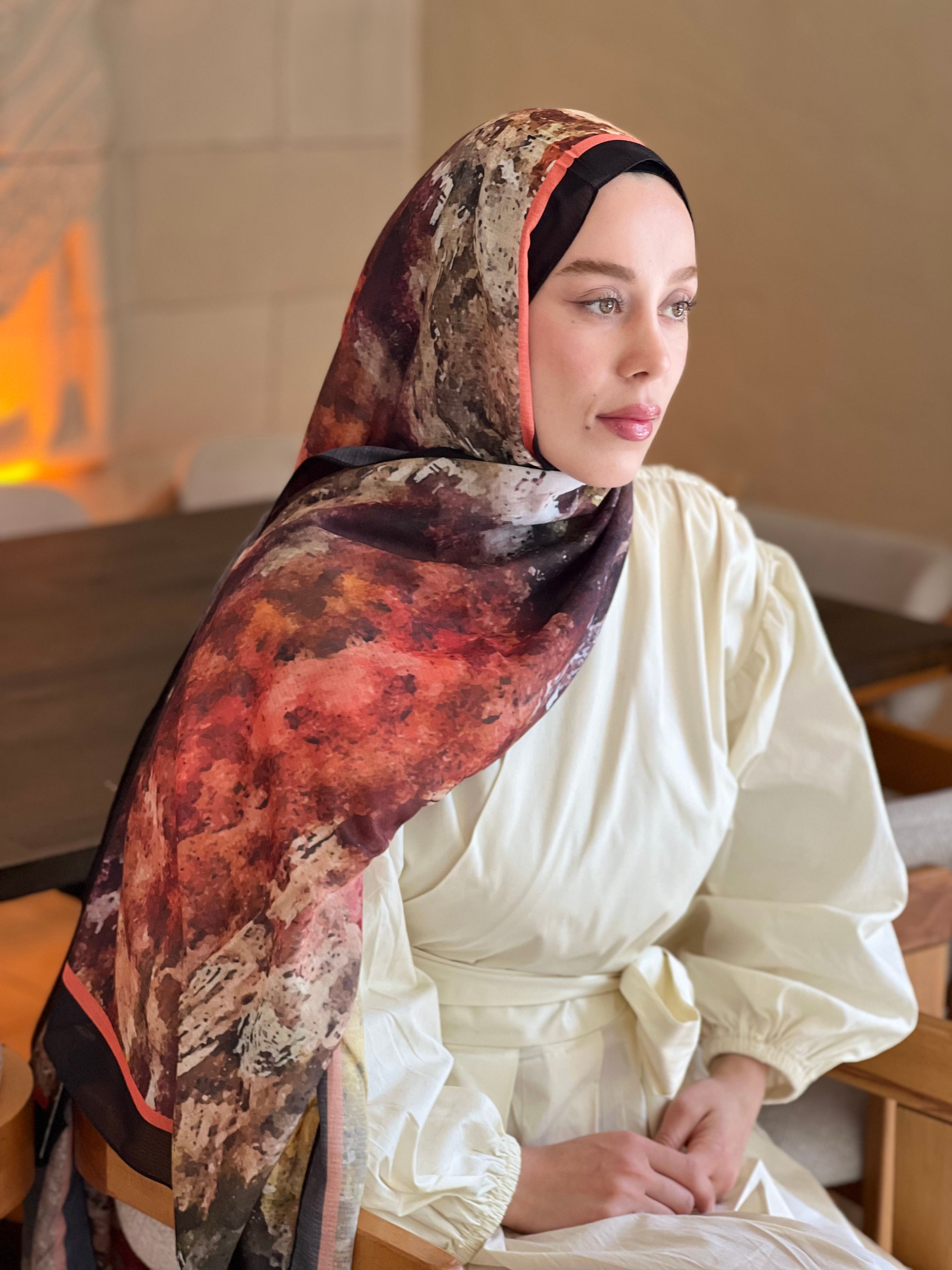 Ezgir Desen Lina Şal - Siyah