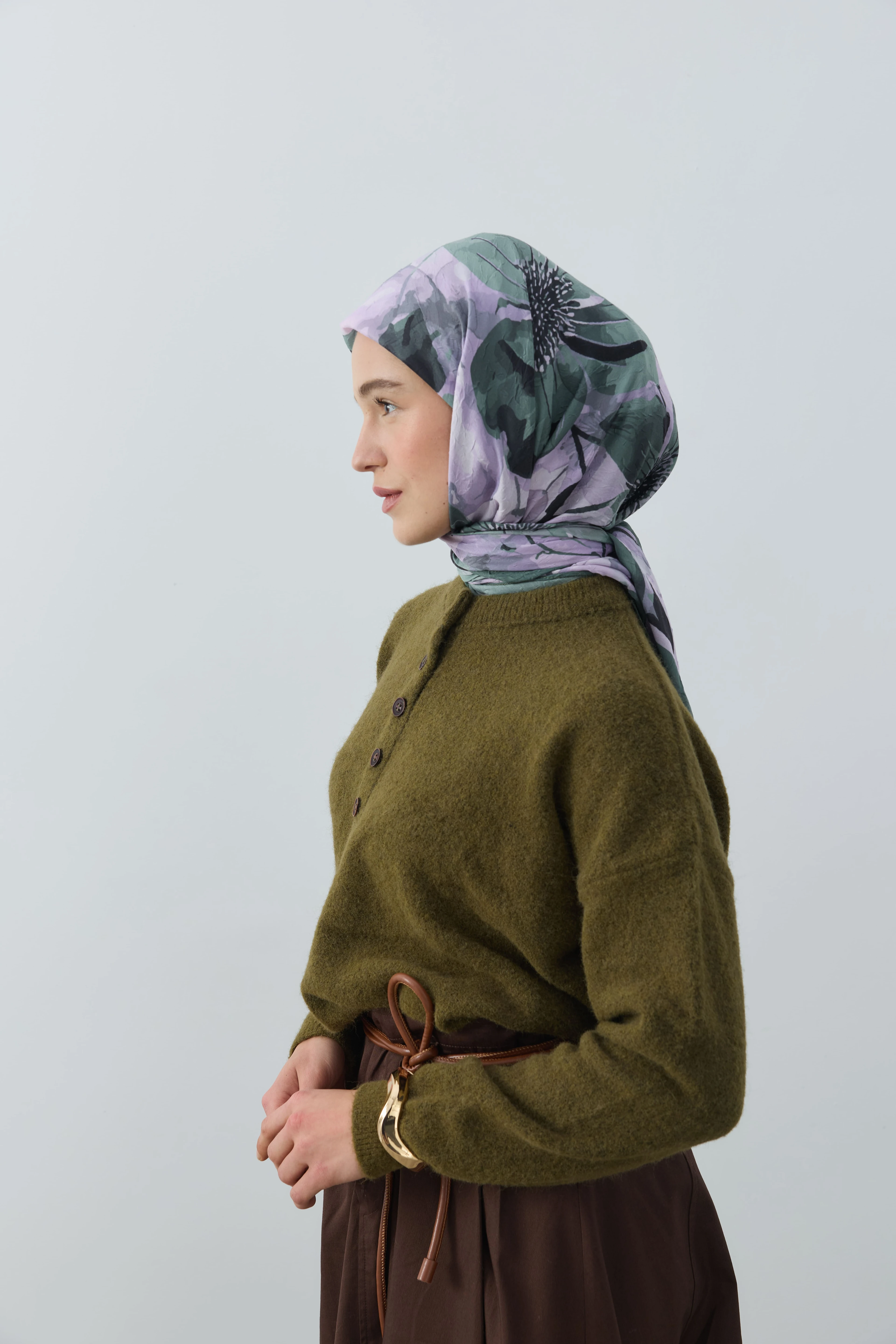 Solena Desen Bambu Eşarp - Zümrüt