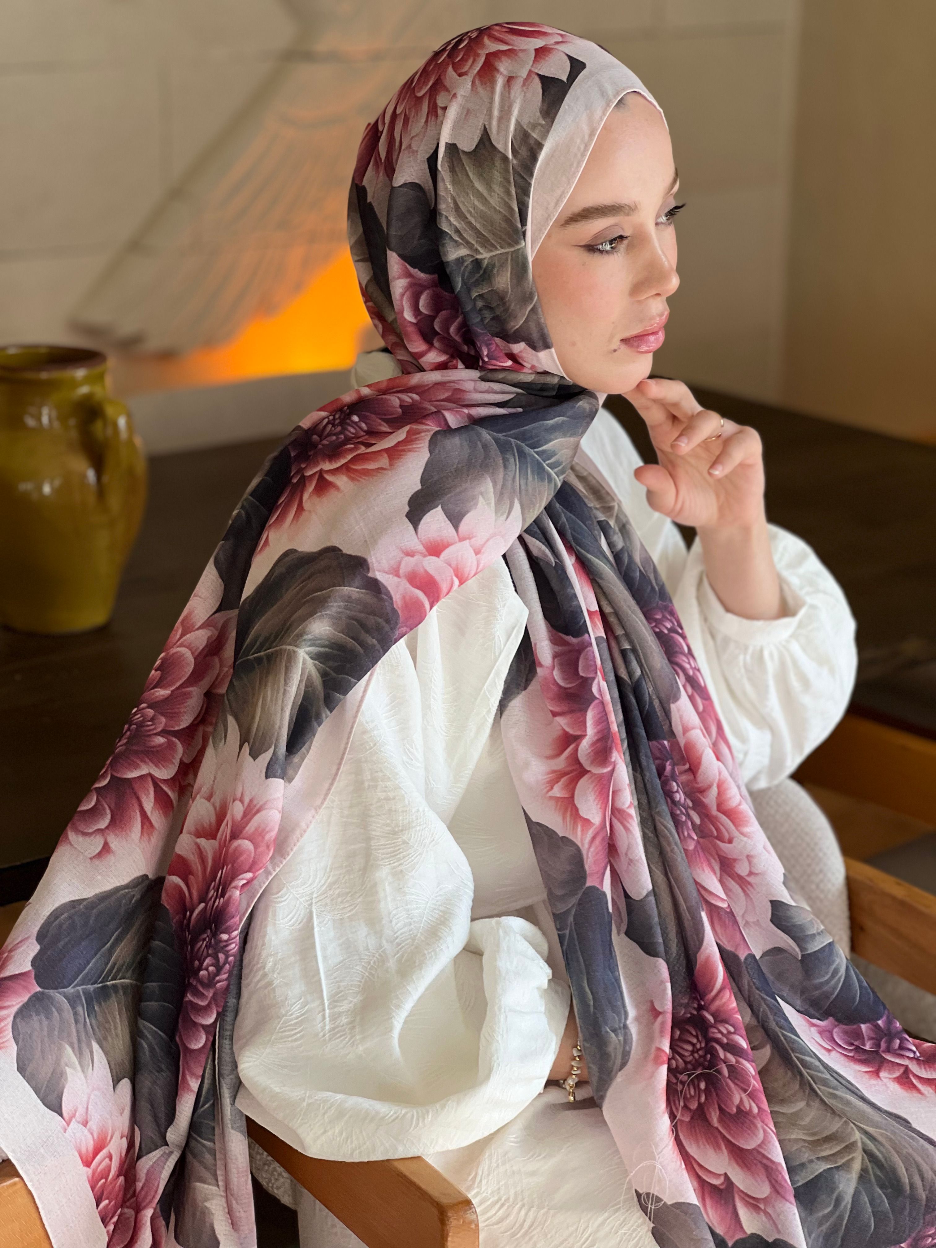 Ortanca Desen Lina Şal 