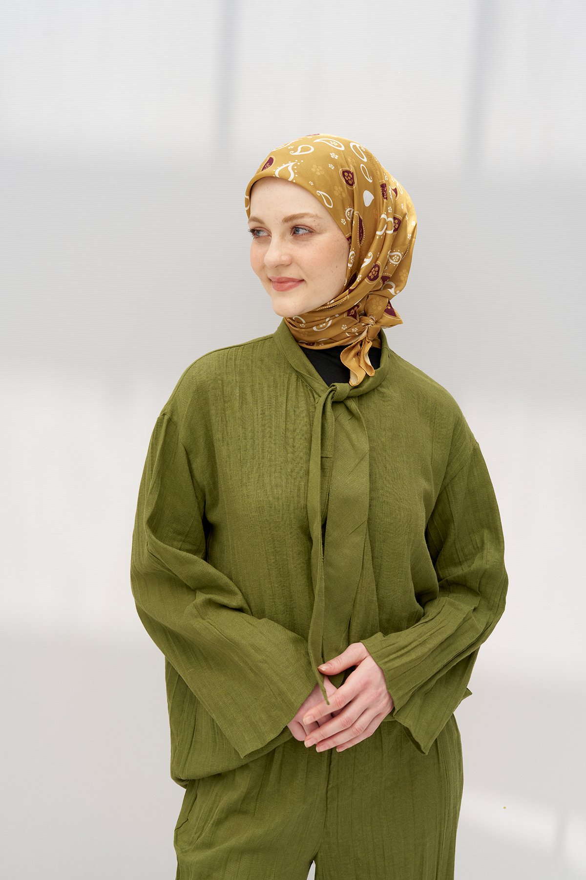 Drop Damla Cotton Scarf - Hardal