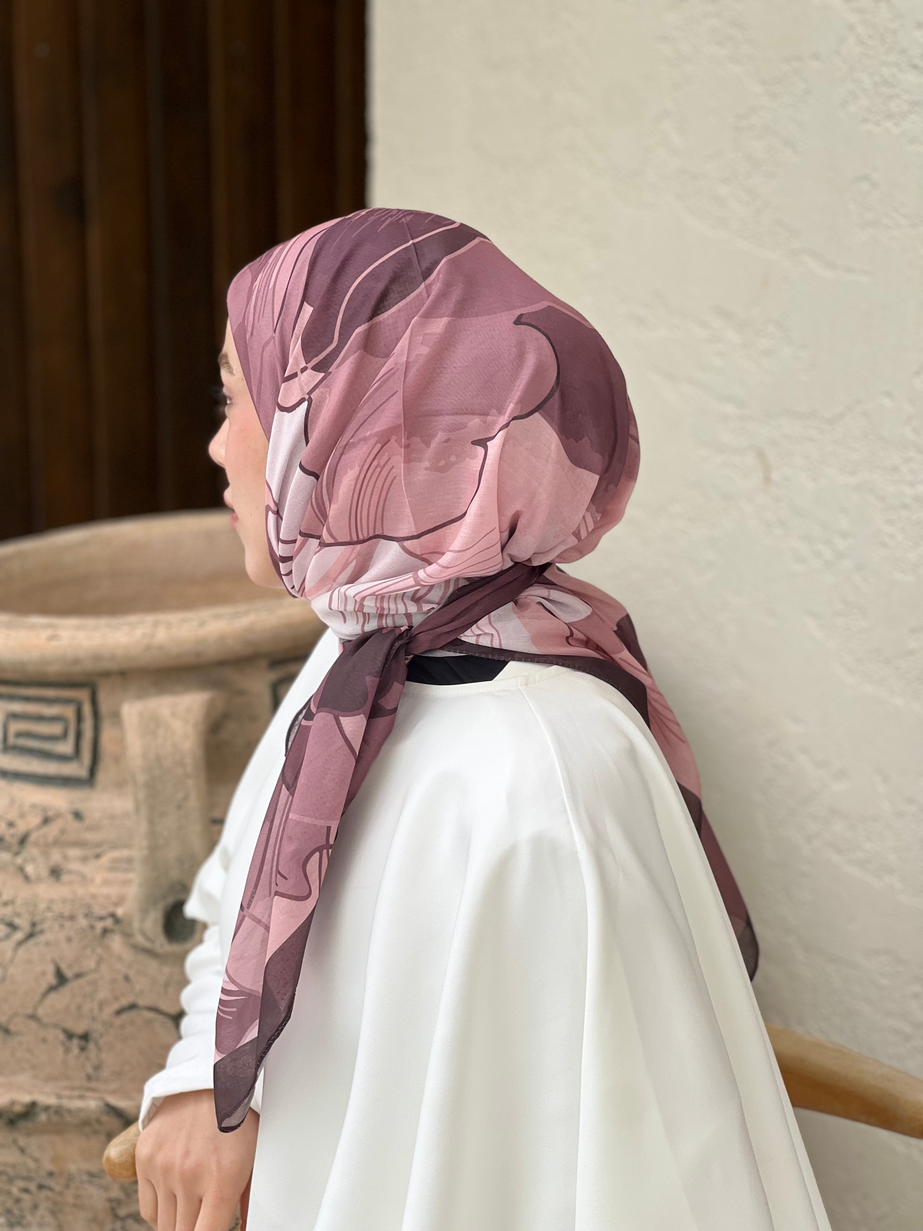 110 Cm Orkide Desen Eşarp