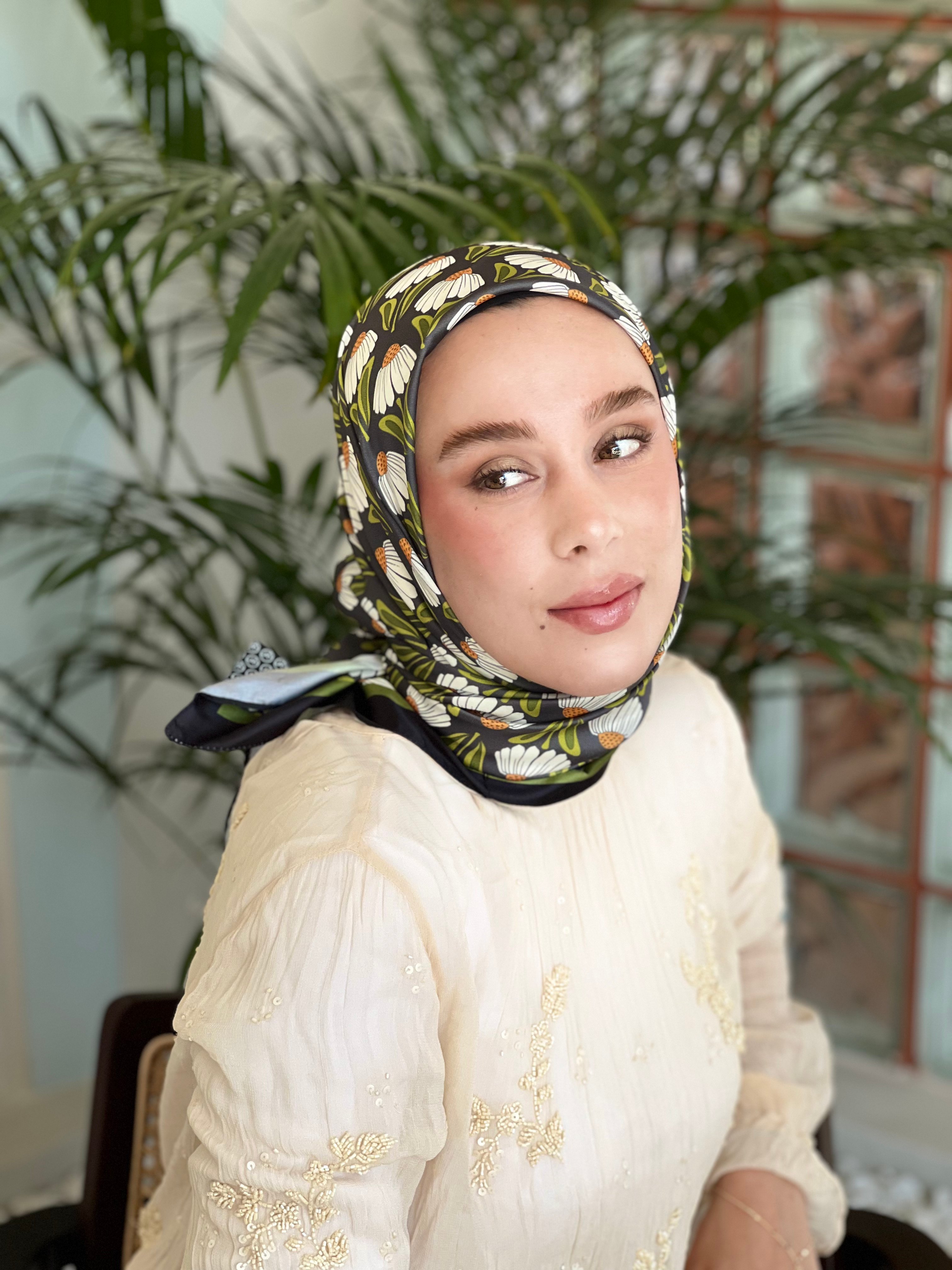 Florentina Desen Tanca Eşarp - Siyah-Yeşil