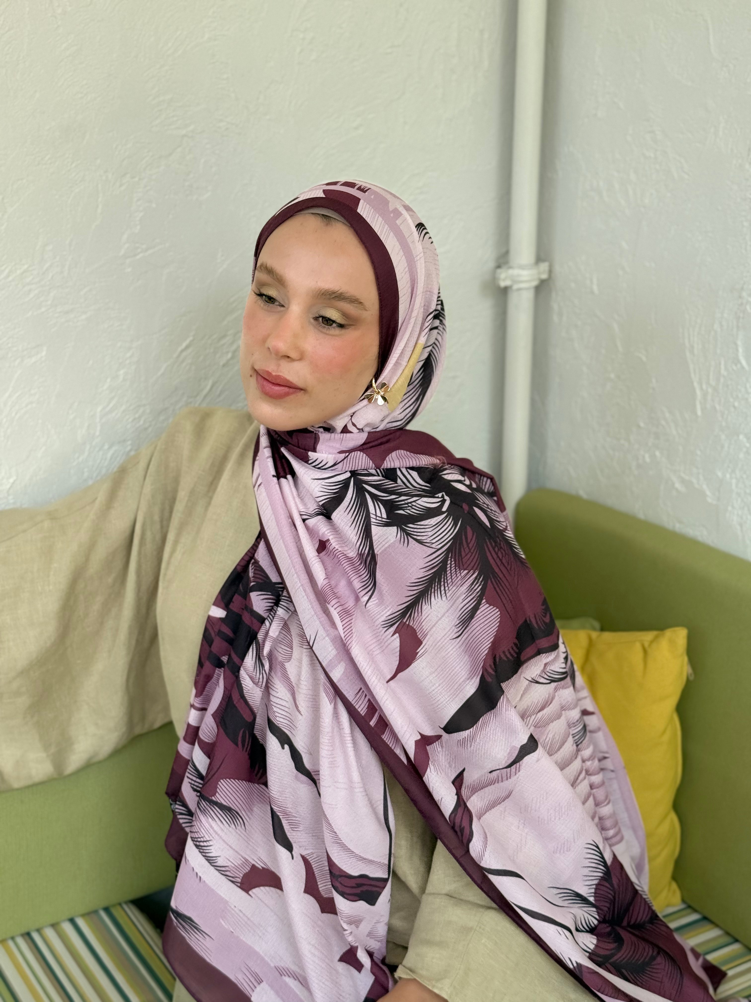 Palm Desen Lina Serisi Şal - Rubin