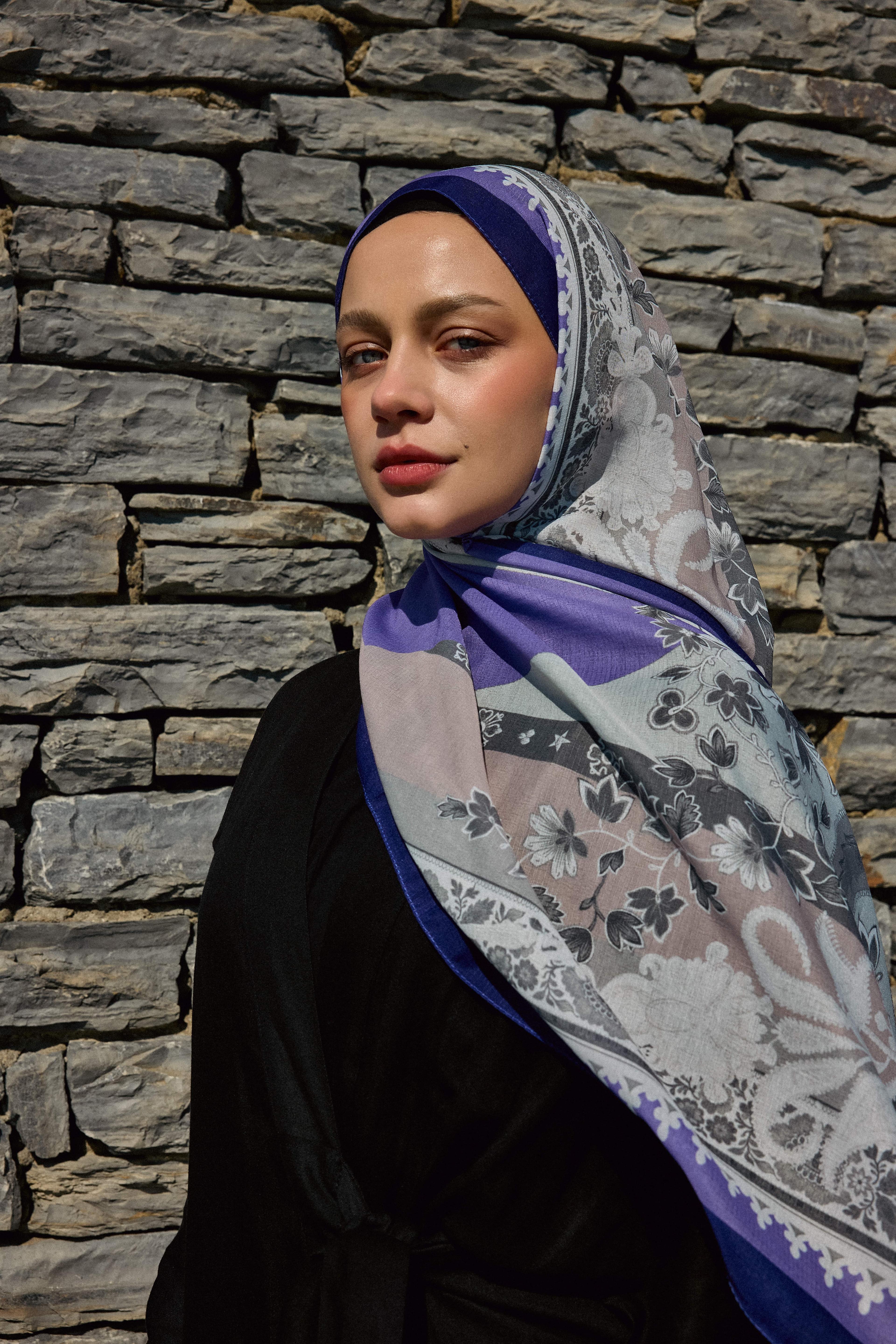 Meknes Pattern Lina Shawl - Purple