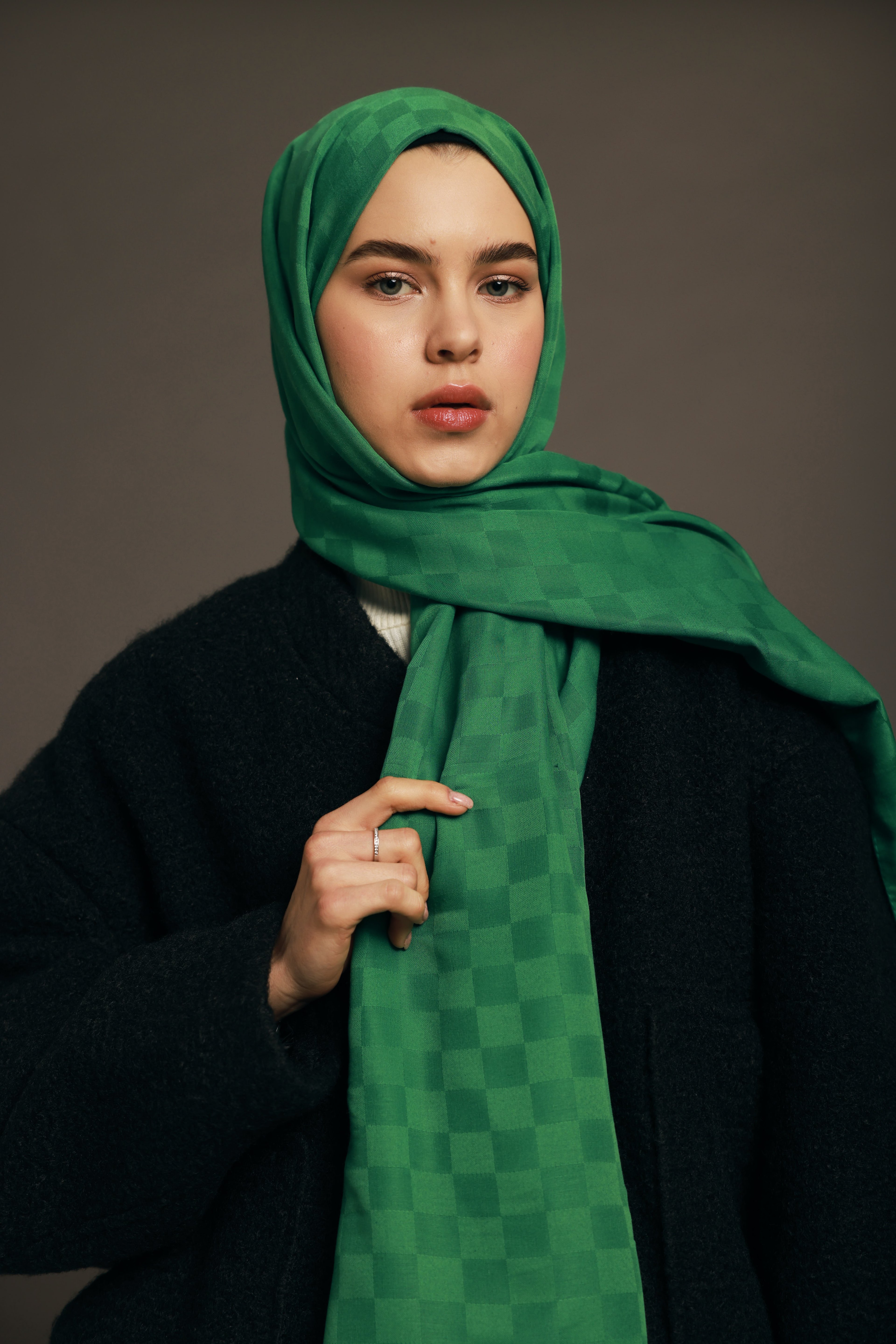 Harmony Jakar Serisi Maxi Dama Desen Şal - Benetton Yeşili