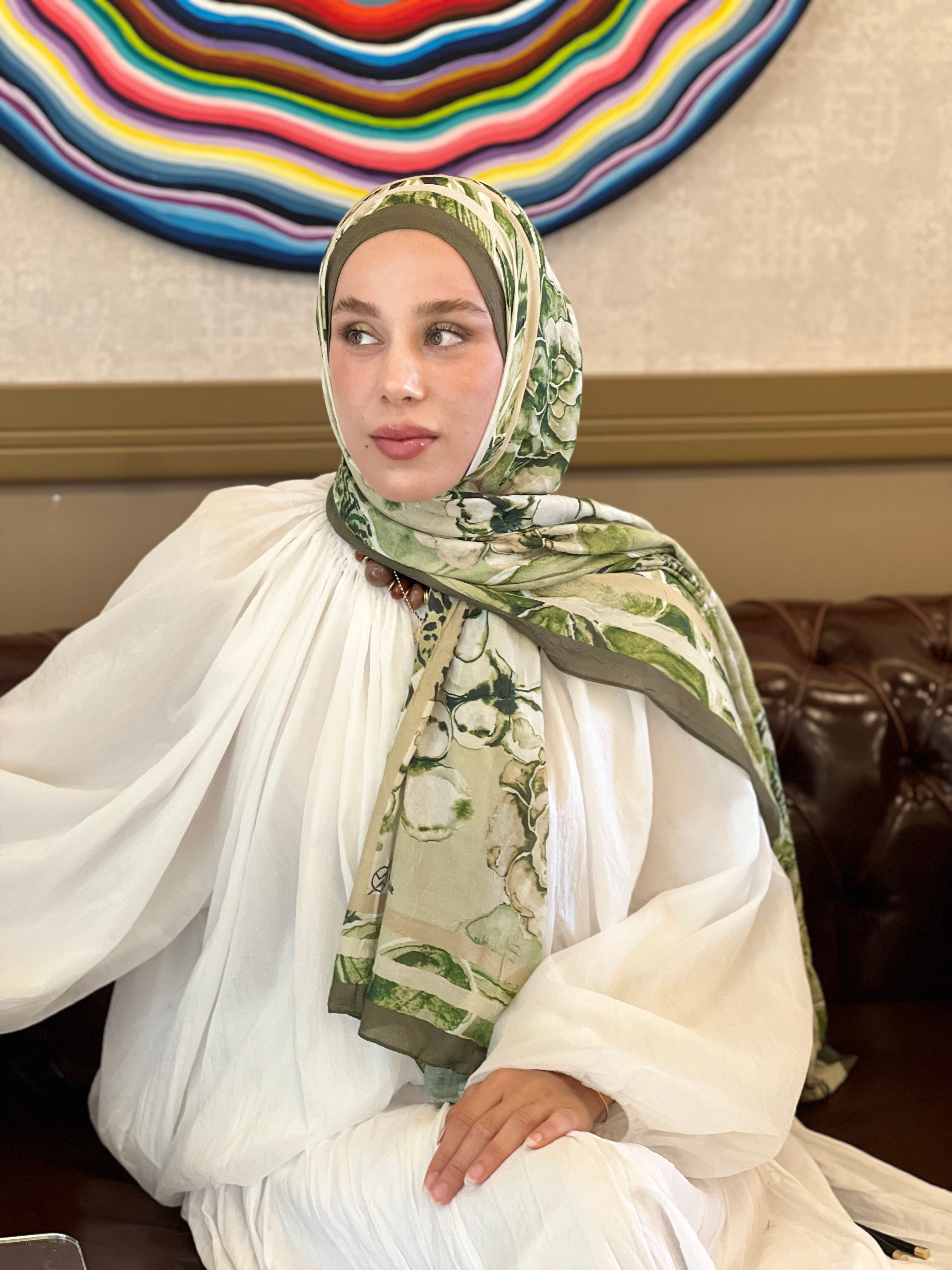 Lipa Desen Bambu Şal - Yeşil Çay
