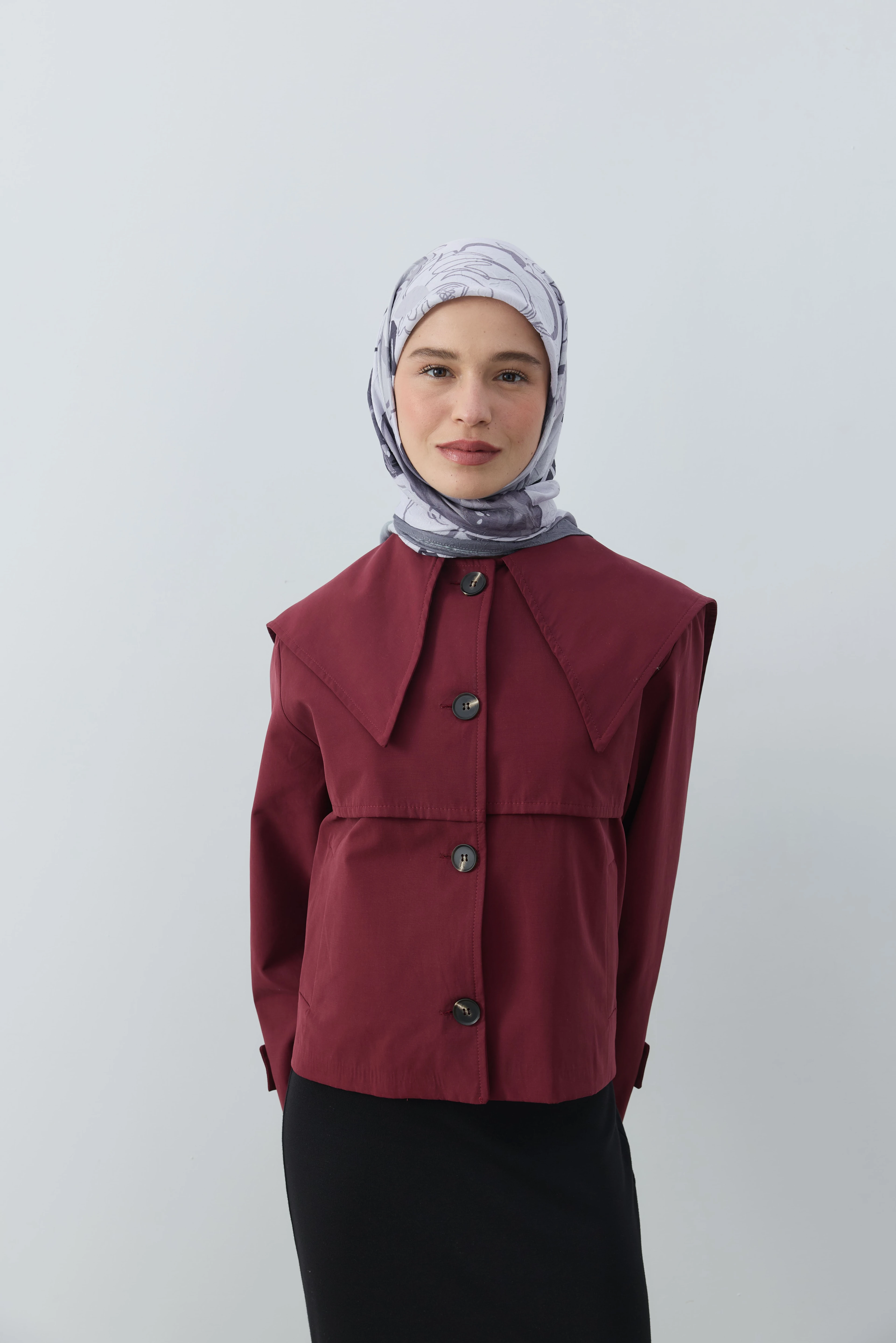 Olyvia Desen Bambu Eşarp - Koyu Gri