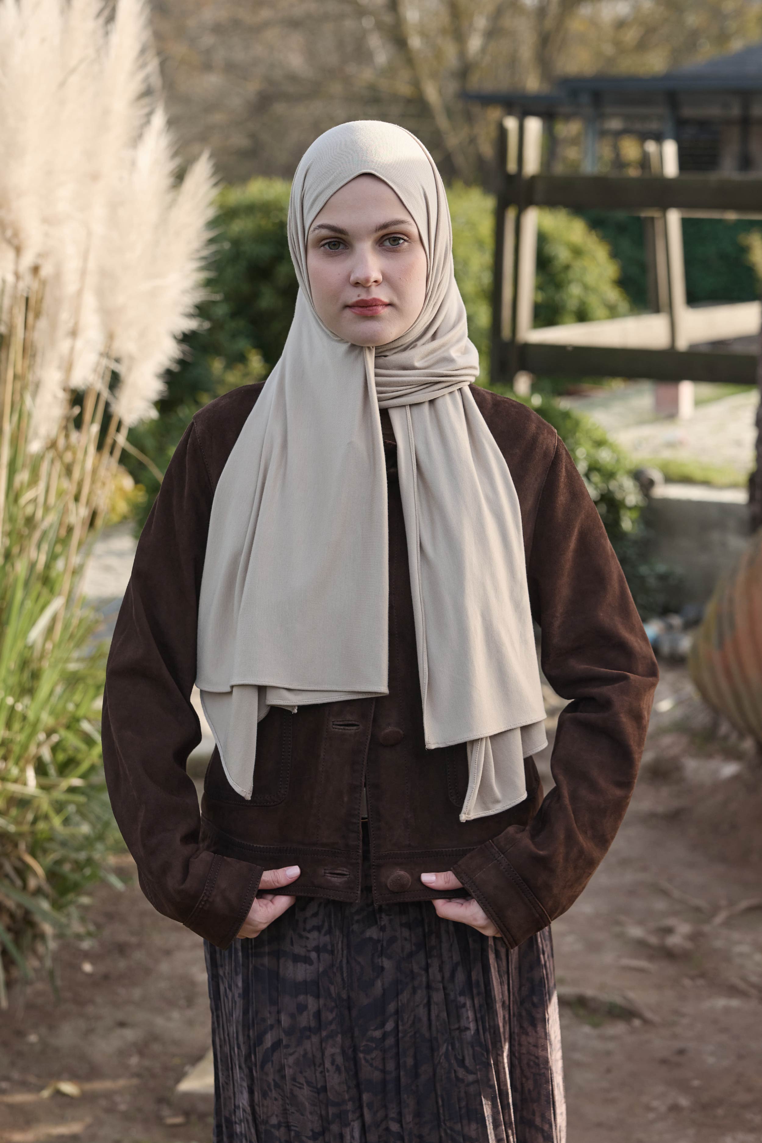 Bambu Penye Şal - Koyu Vizon