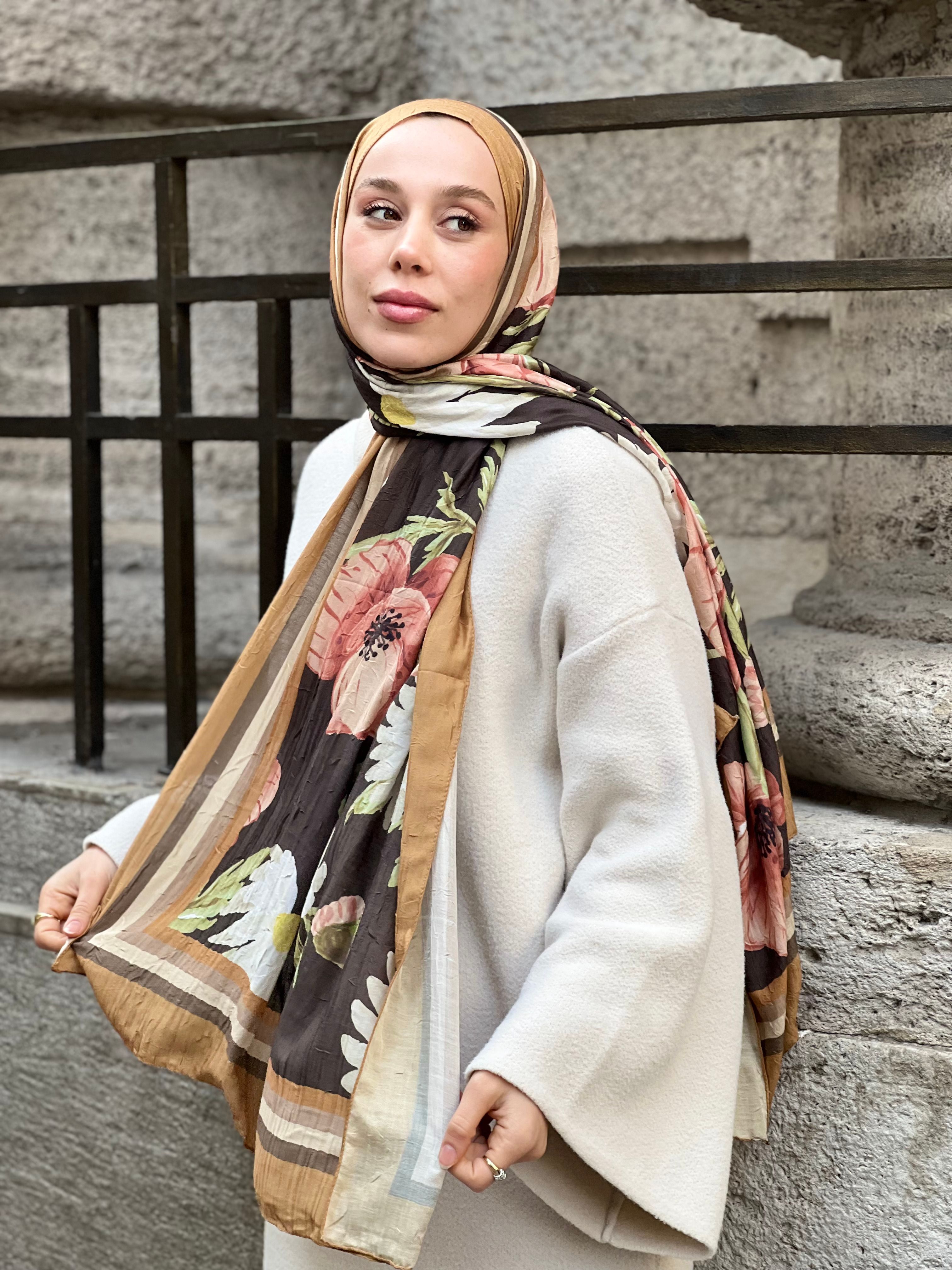 Margarit Pattern Bamboo Shawl - Caramel