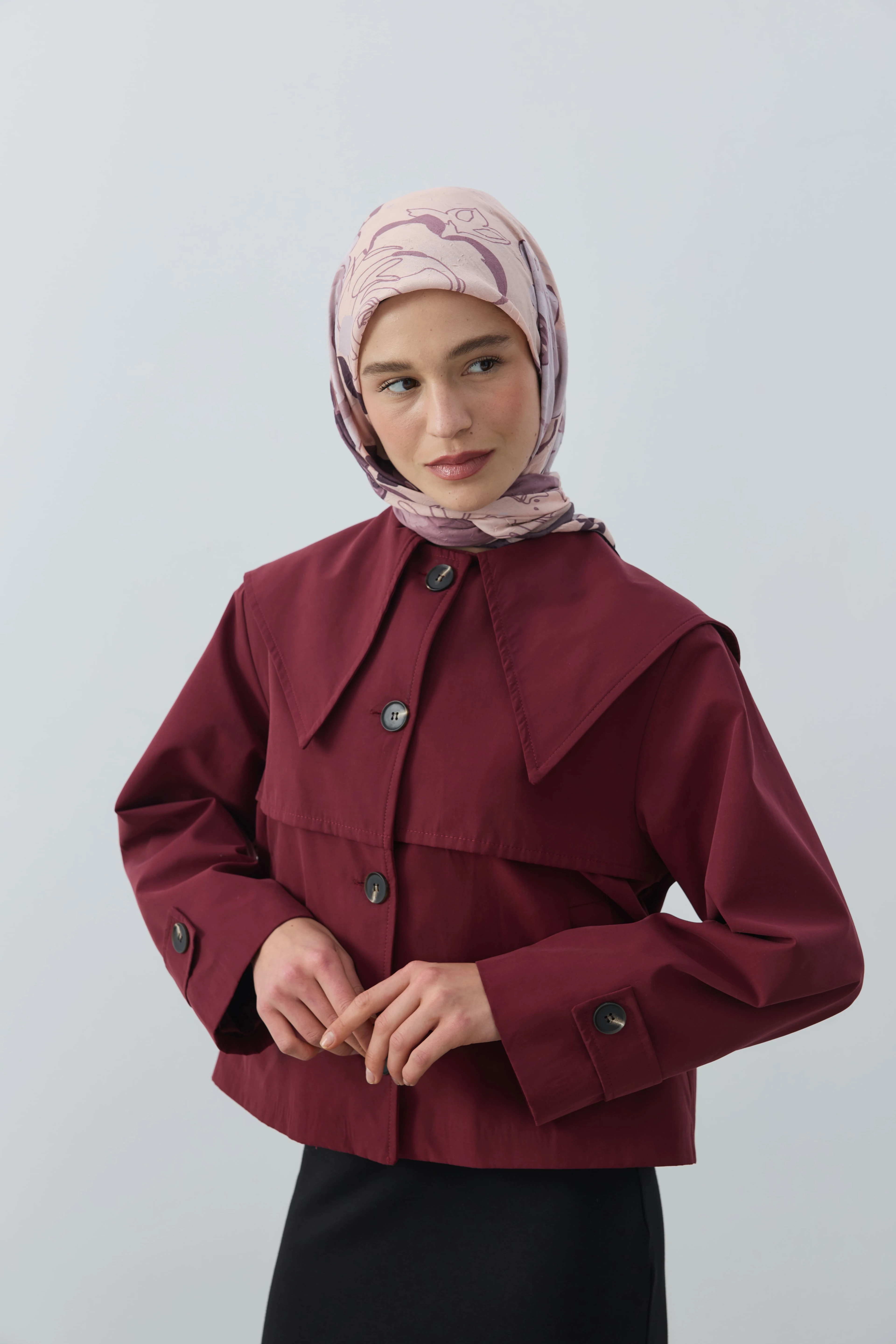 Olyvia Desen Bambu Eşarp - Rubin