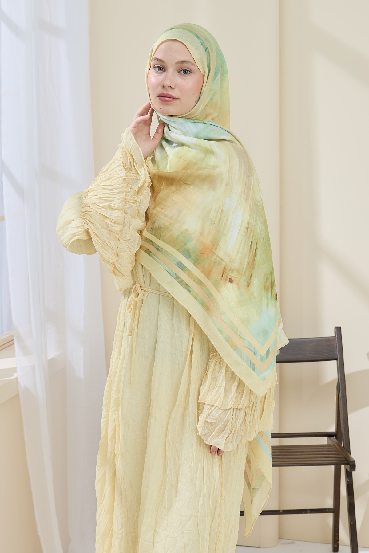 Ashira Desen Bambu Şal - Butter Yellow