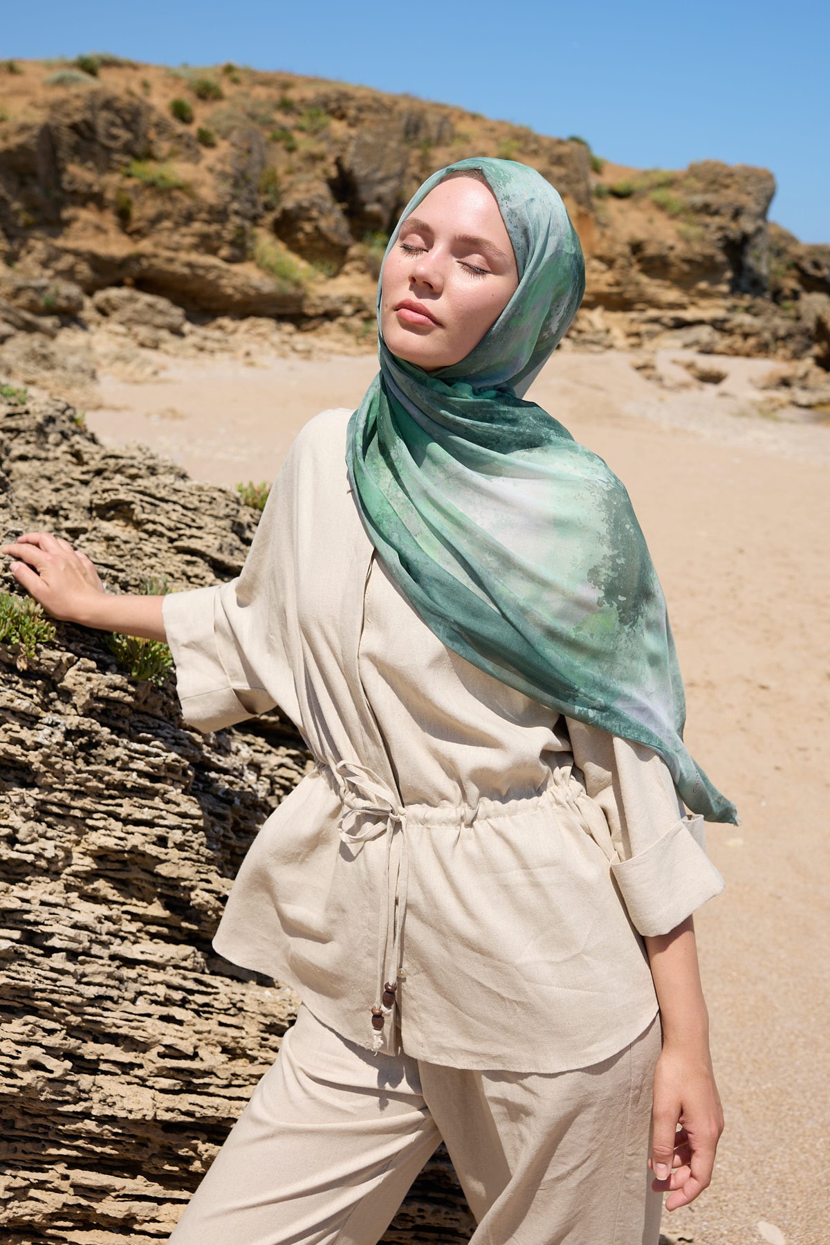 Veyra Desen Aya Şal - Yeşil Çay