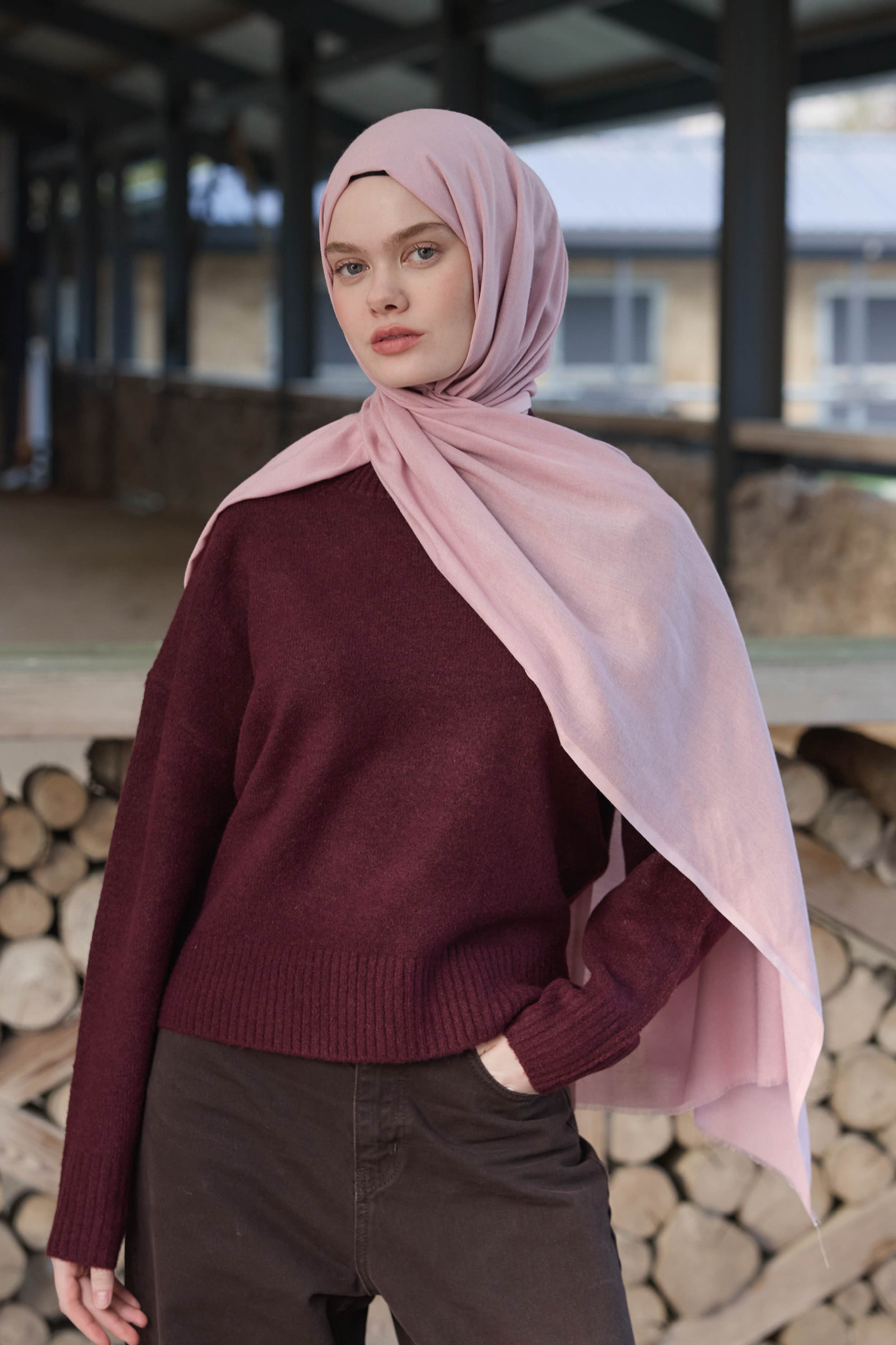 Liora Viskon Şal - Pudra