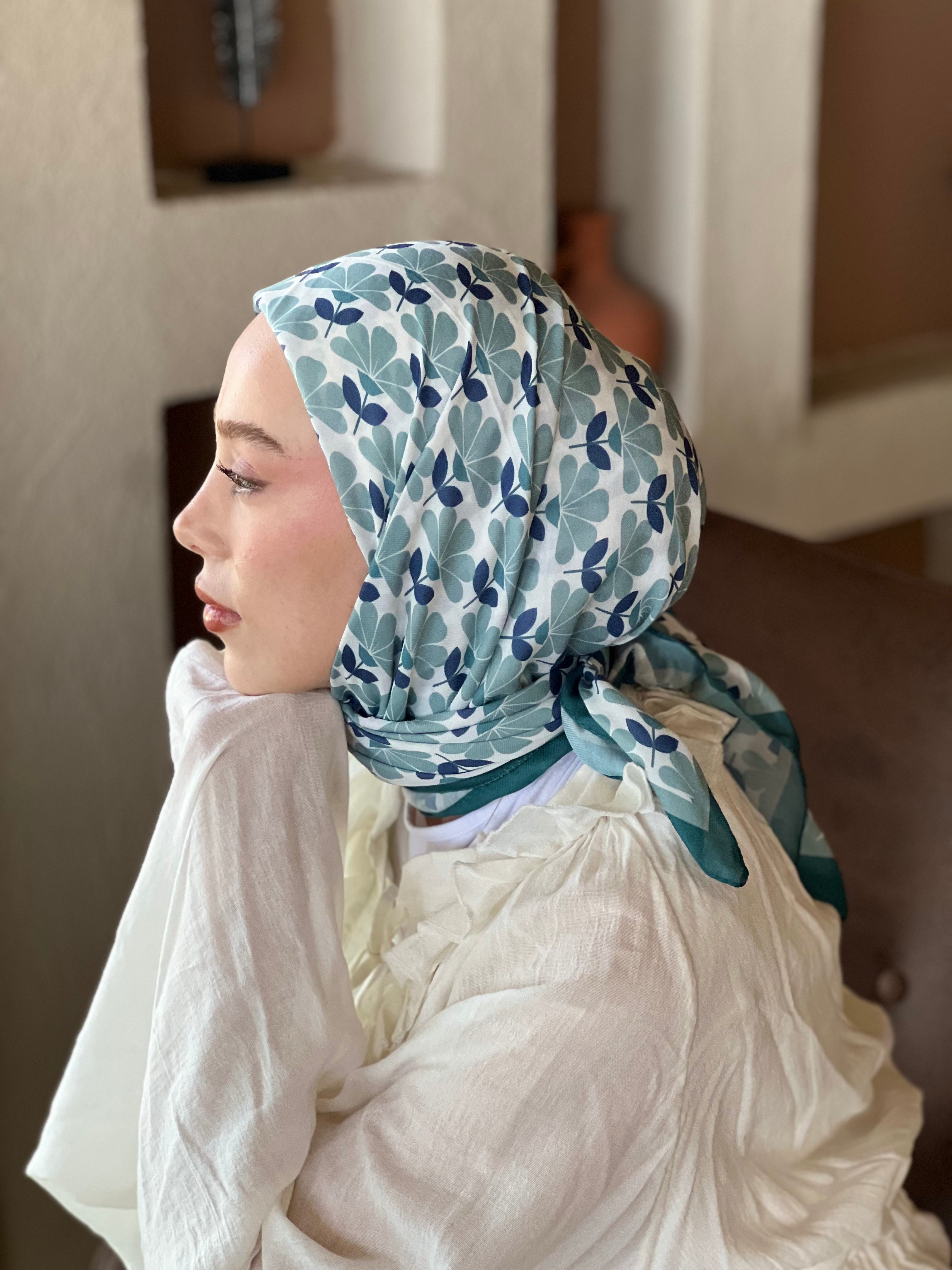 Yonca Desen Pamuk Eşarp - Deniz Yeşili