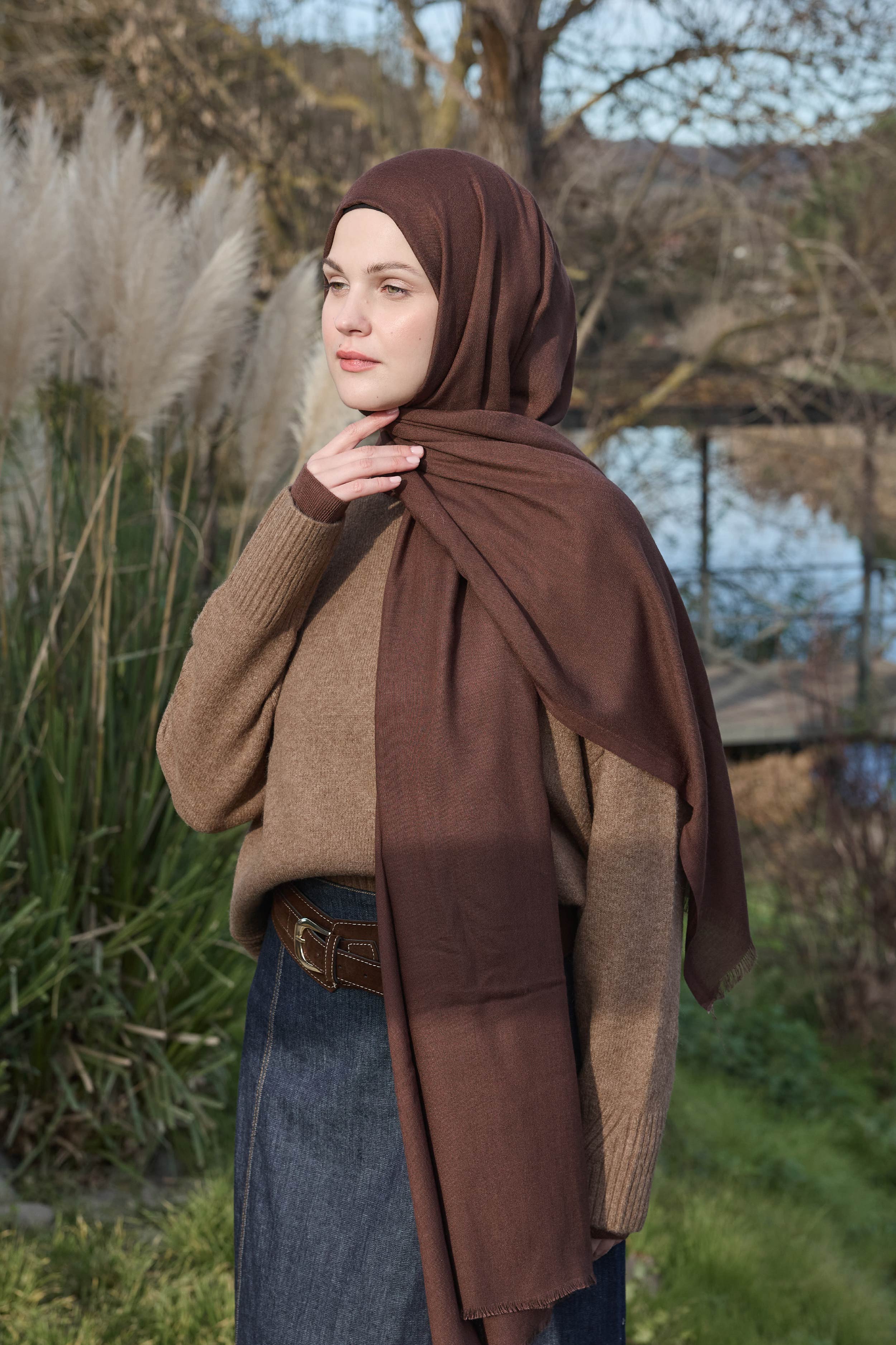 Liora Viskon Şal - Acı Kahve