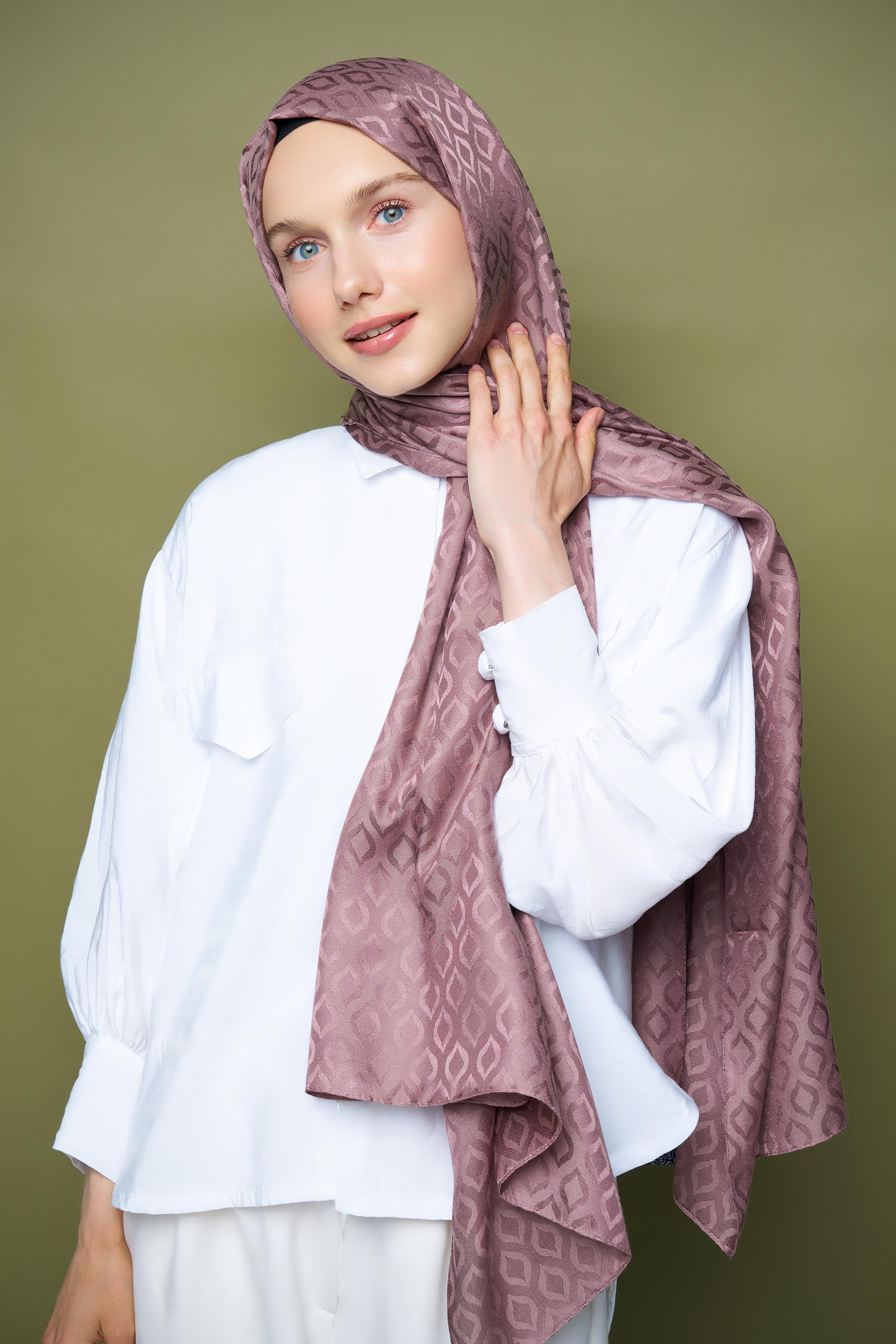 Silky Jacquard Series Shell Pattern Wrap - Tozlu Kahve