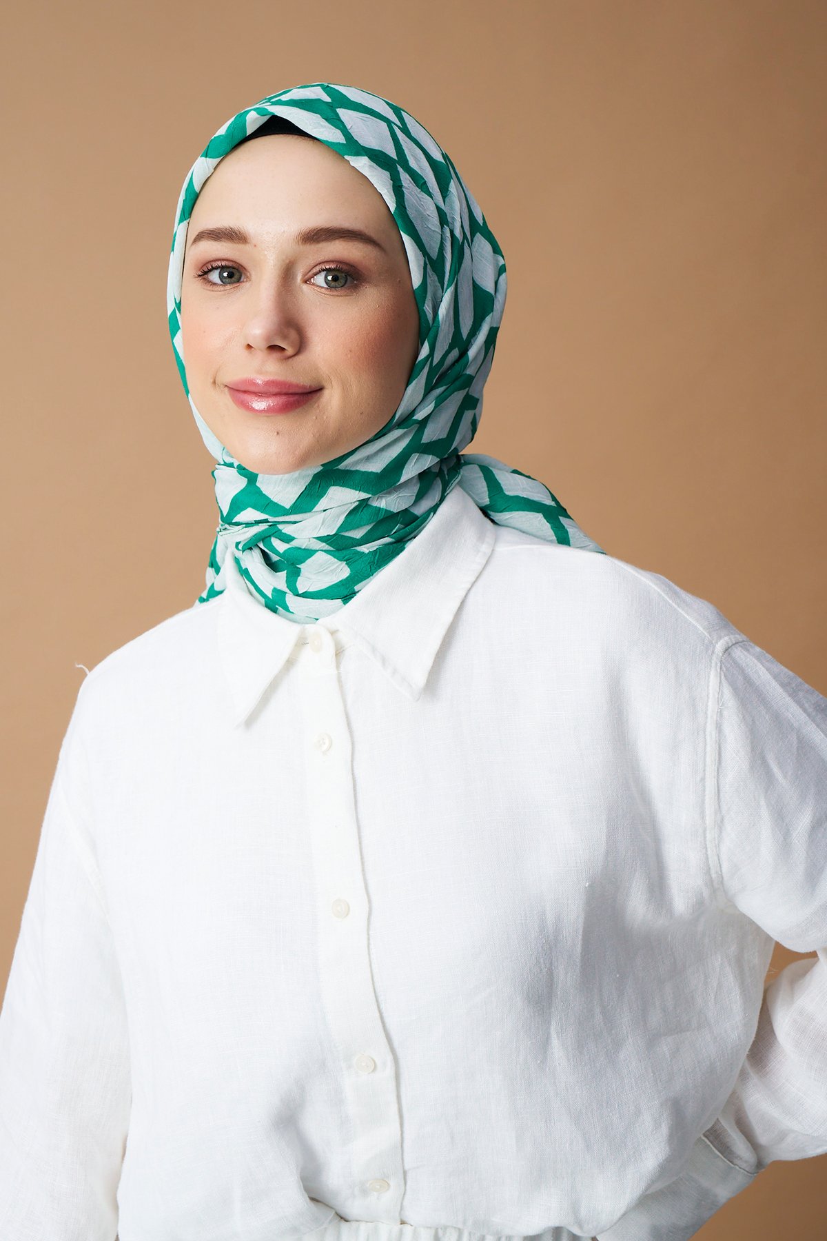 Box Desen Bambu Eşarp - Benetton Yeşili