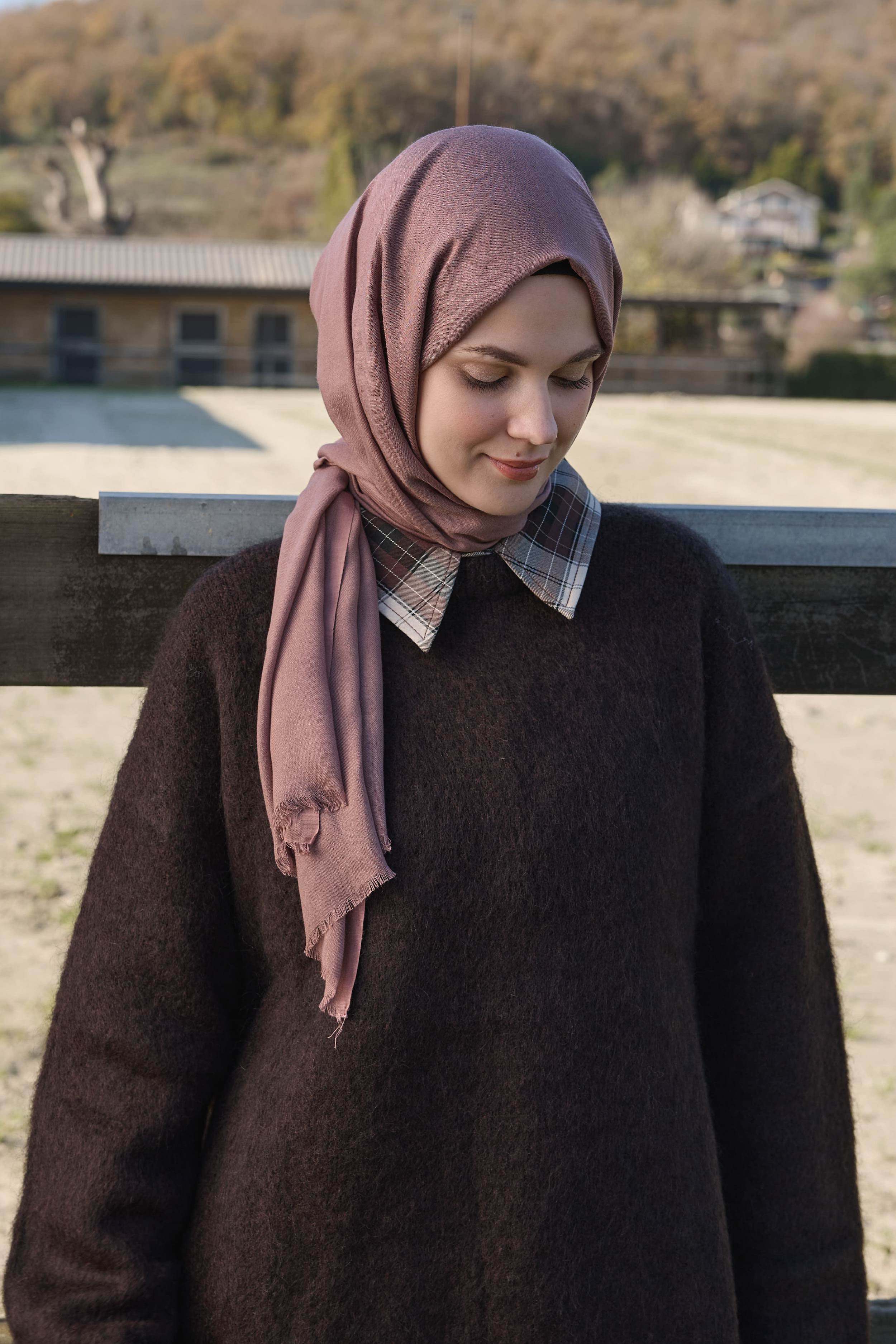 Liora Viskon Şal - Tozlu Kahve