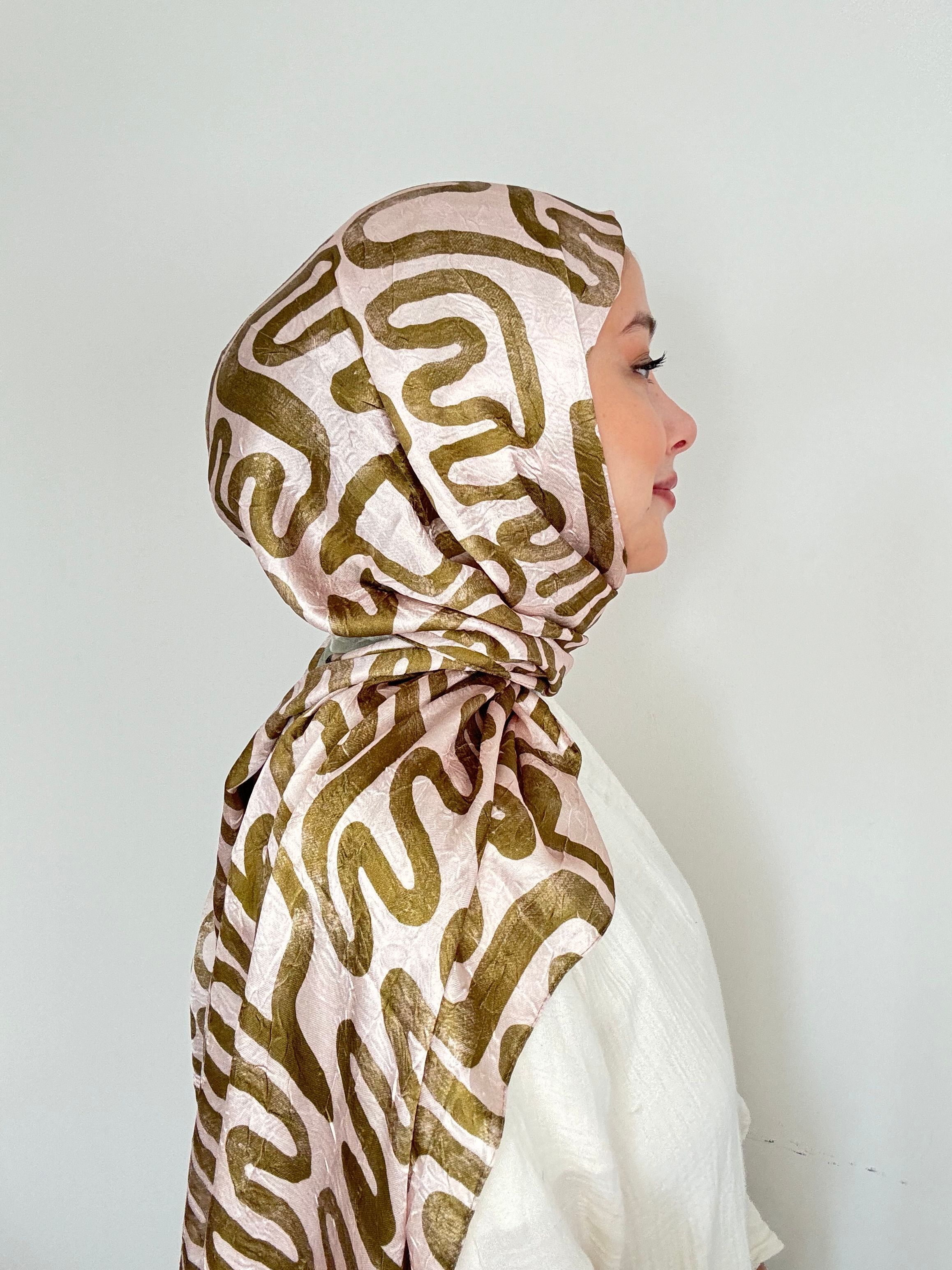 Abstract Wave Pattern Bright Bamboo Shawl - Somon-Bronz