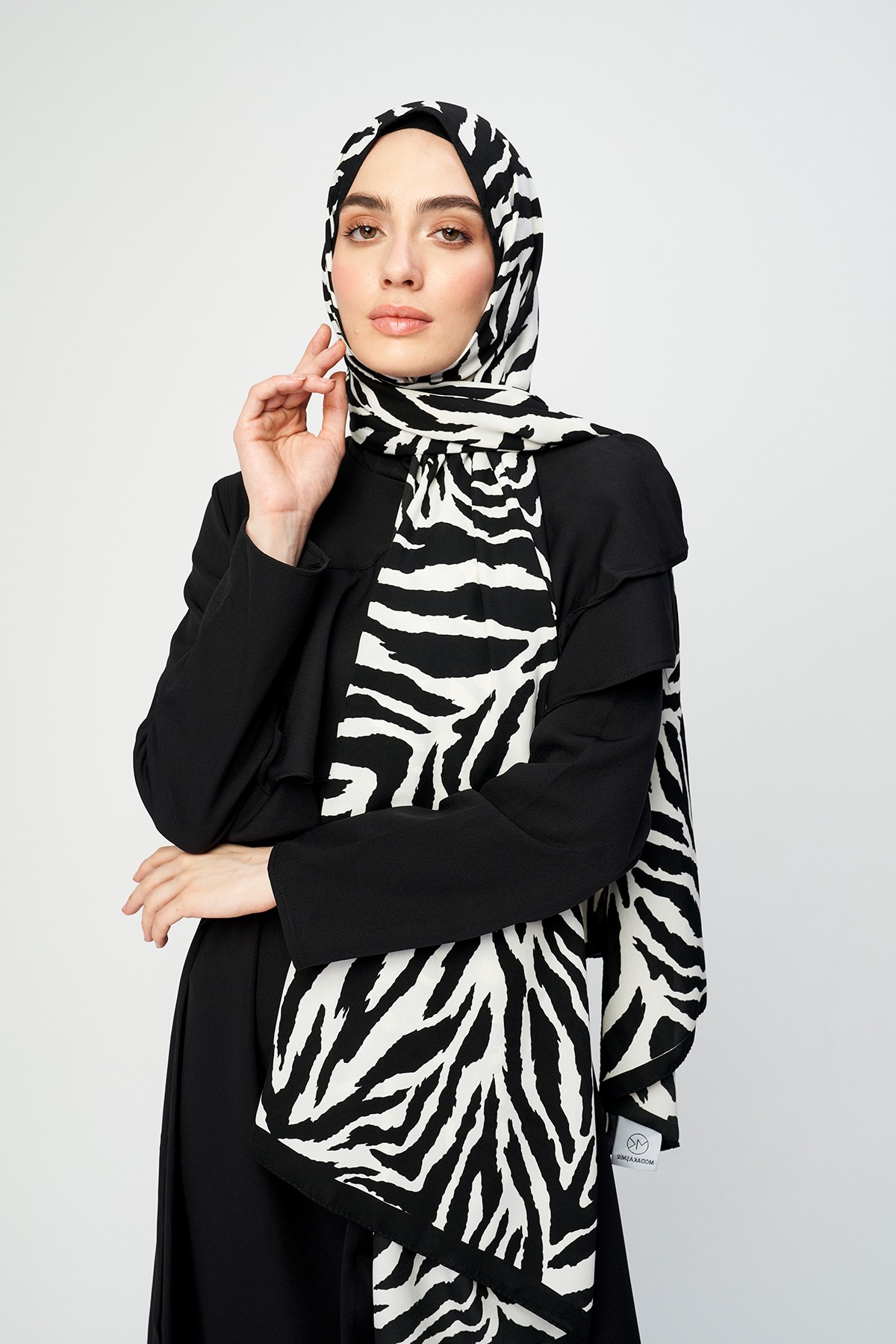Black and White Series Medina Silk Shawl - Zebrasa Pattern
