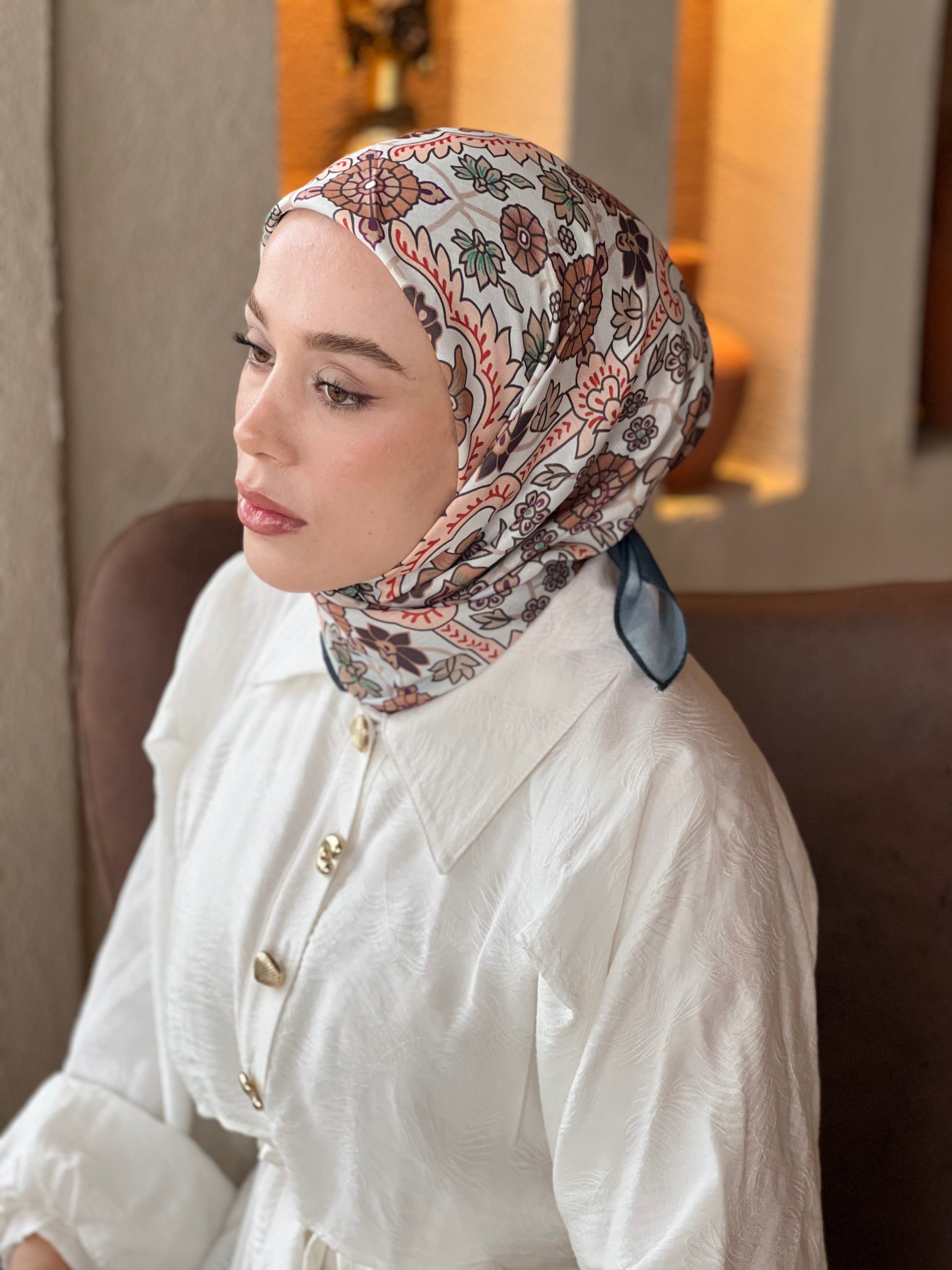 Kayra Pattern Cotton Scarf - Emerald