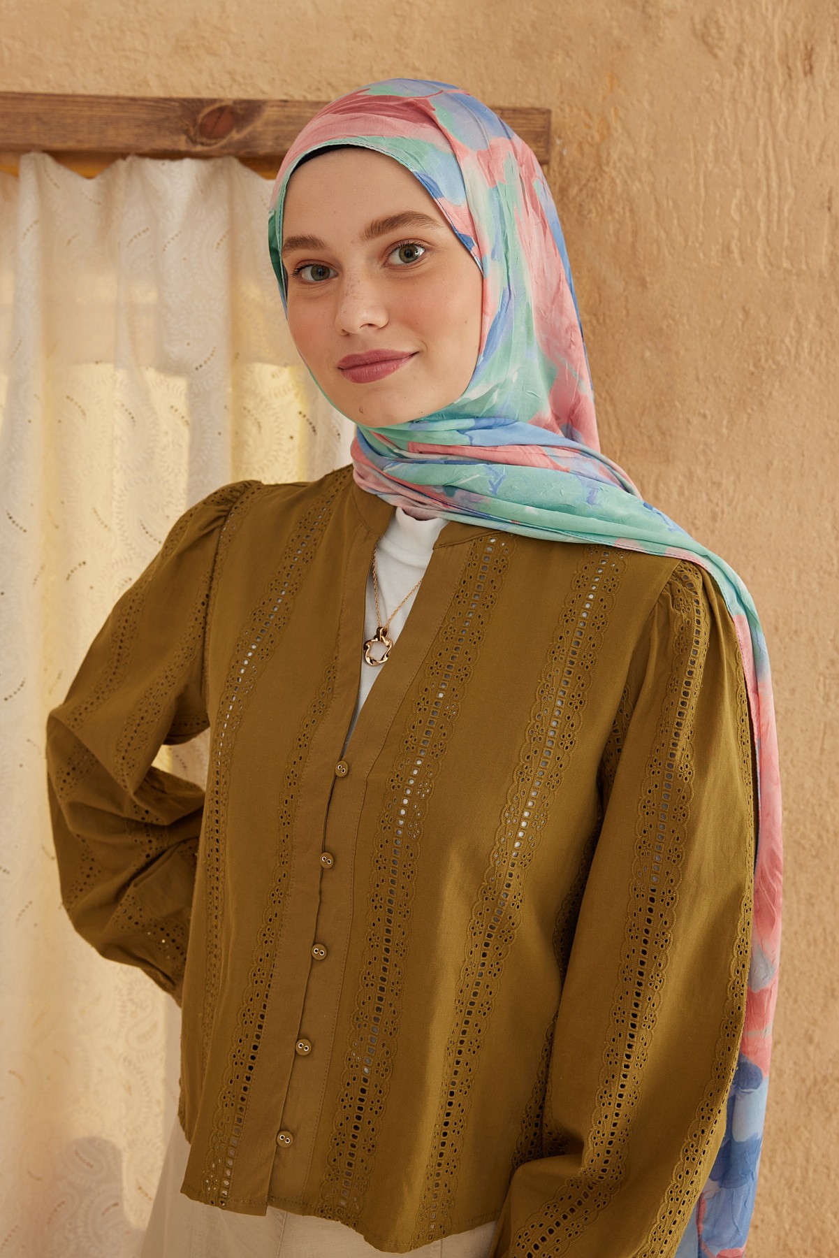 Watercolor Abstract Pattern Bamboo Shawl