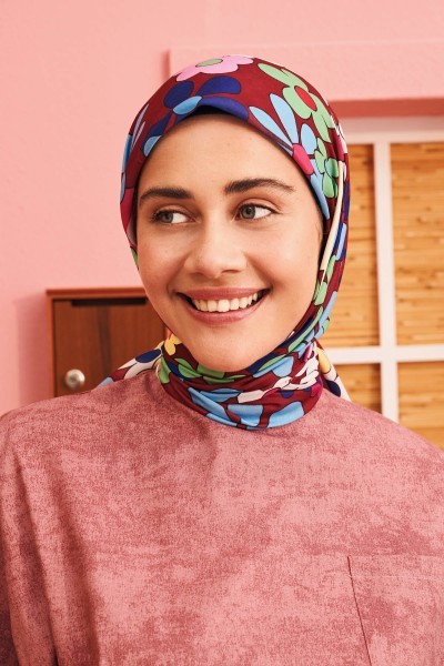 Optimist Floral Cotton Scarf - Fuşya