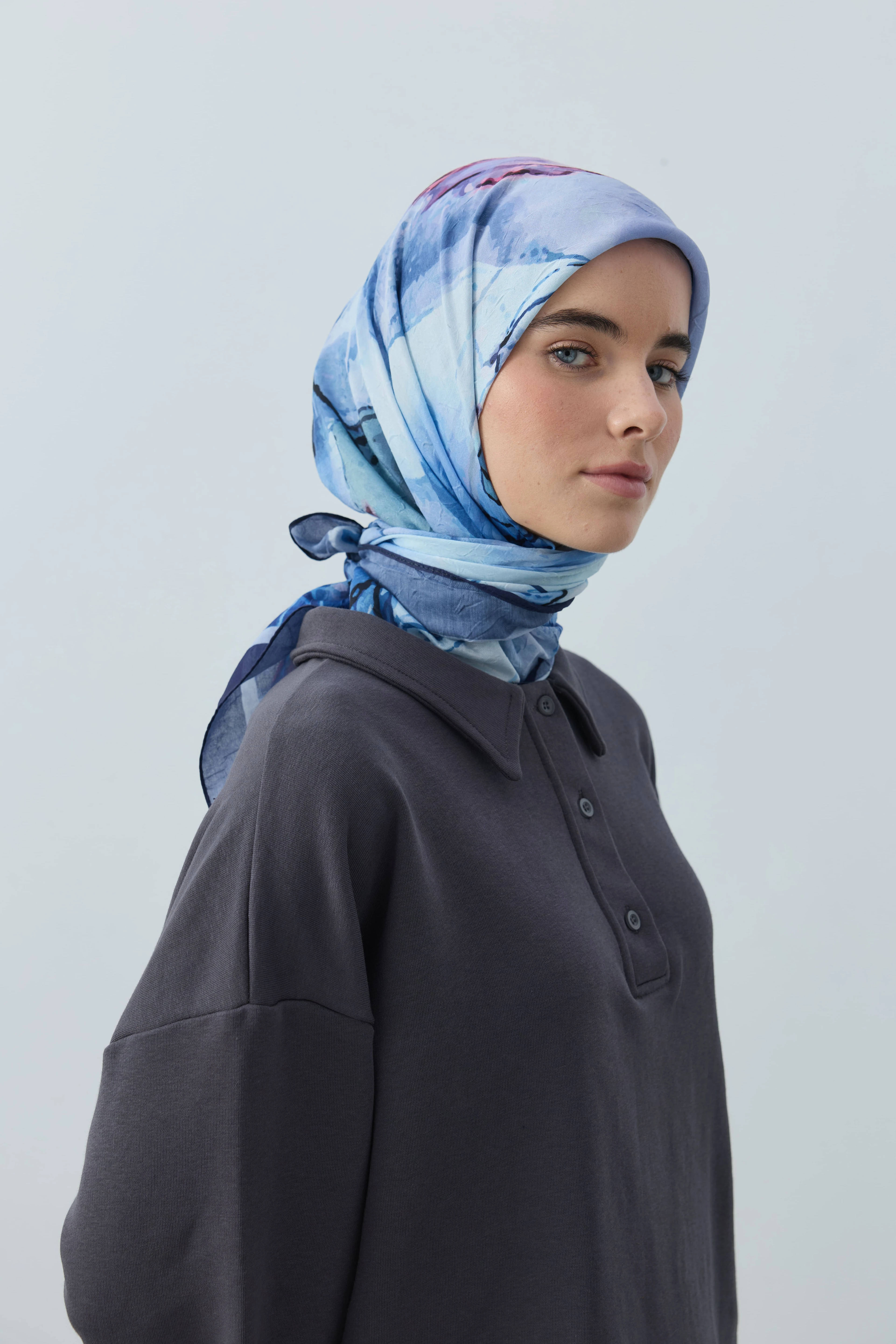 Seraphy Desen Bambu Eşarp - Lacivert