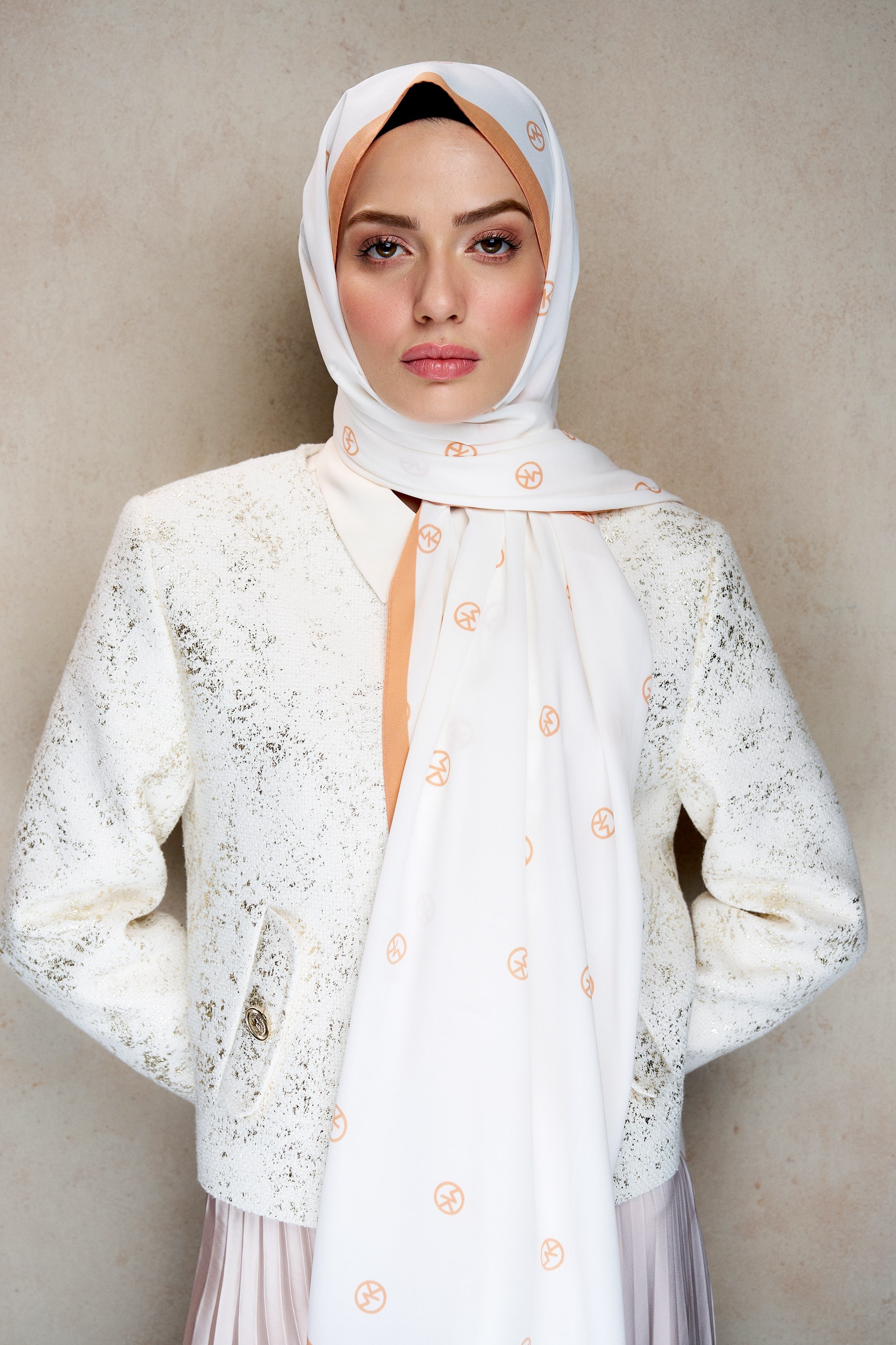Diji Medina Silk Fly MK Pattern Shawl - Somon Beyaz