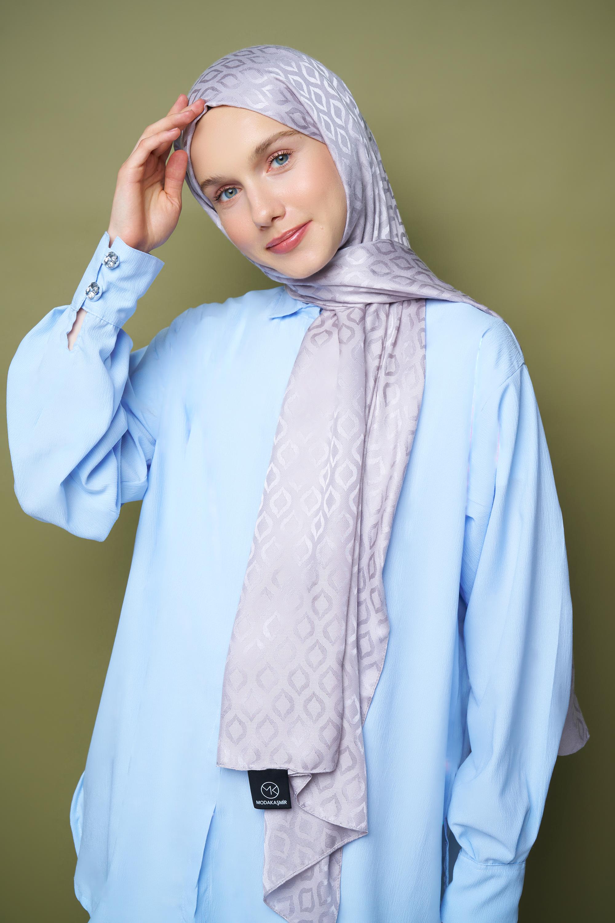 Silky Jacquard Series Shell Pattern Wrap - Gümüş