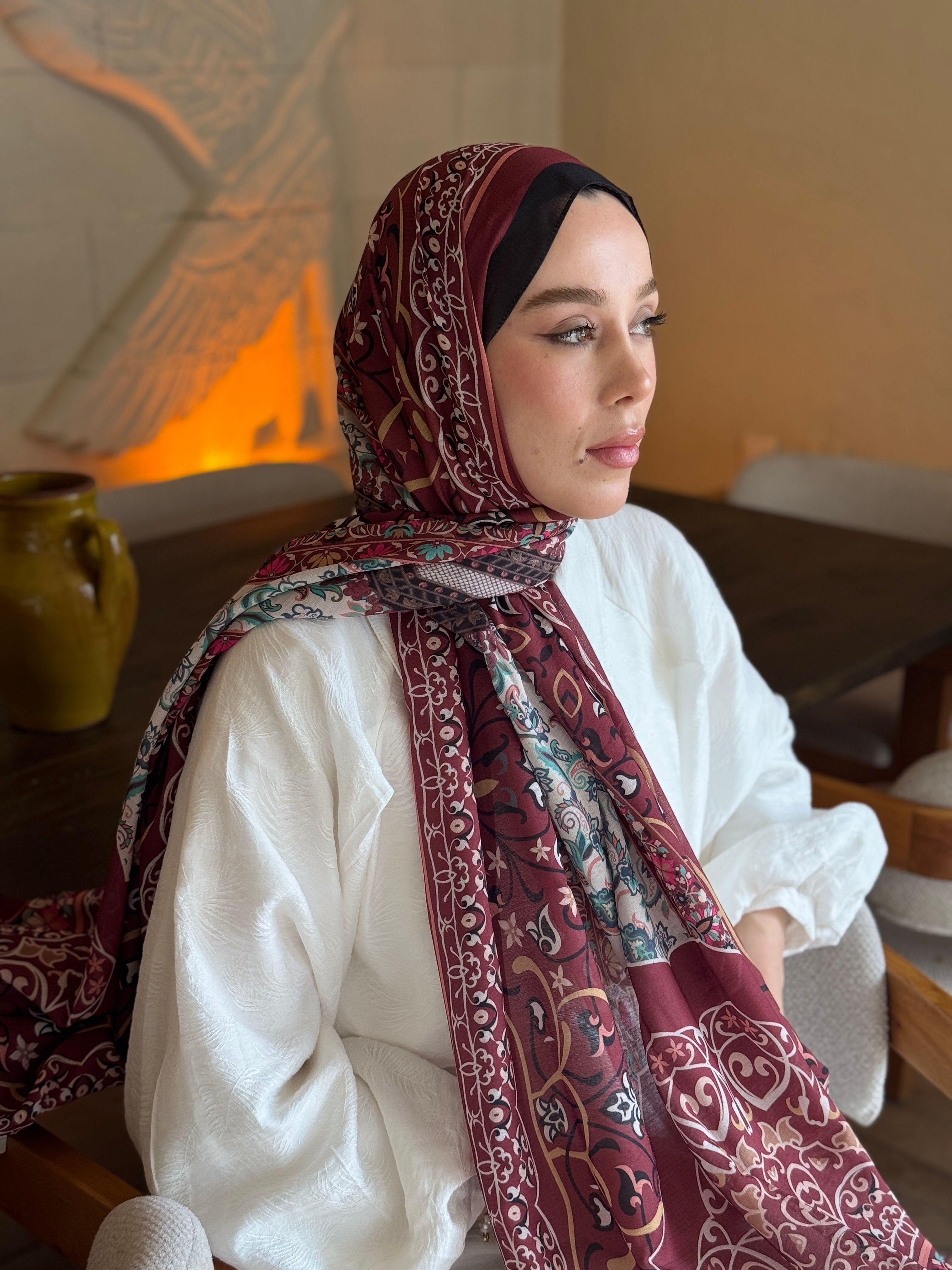 Pıtrak Desen Lina Şal - Siyah