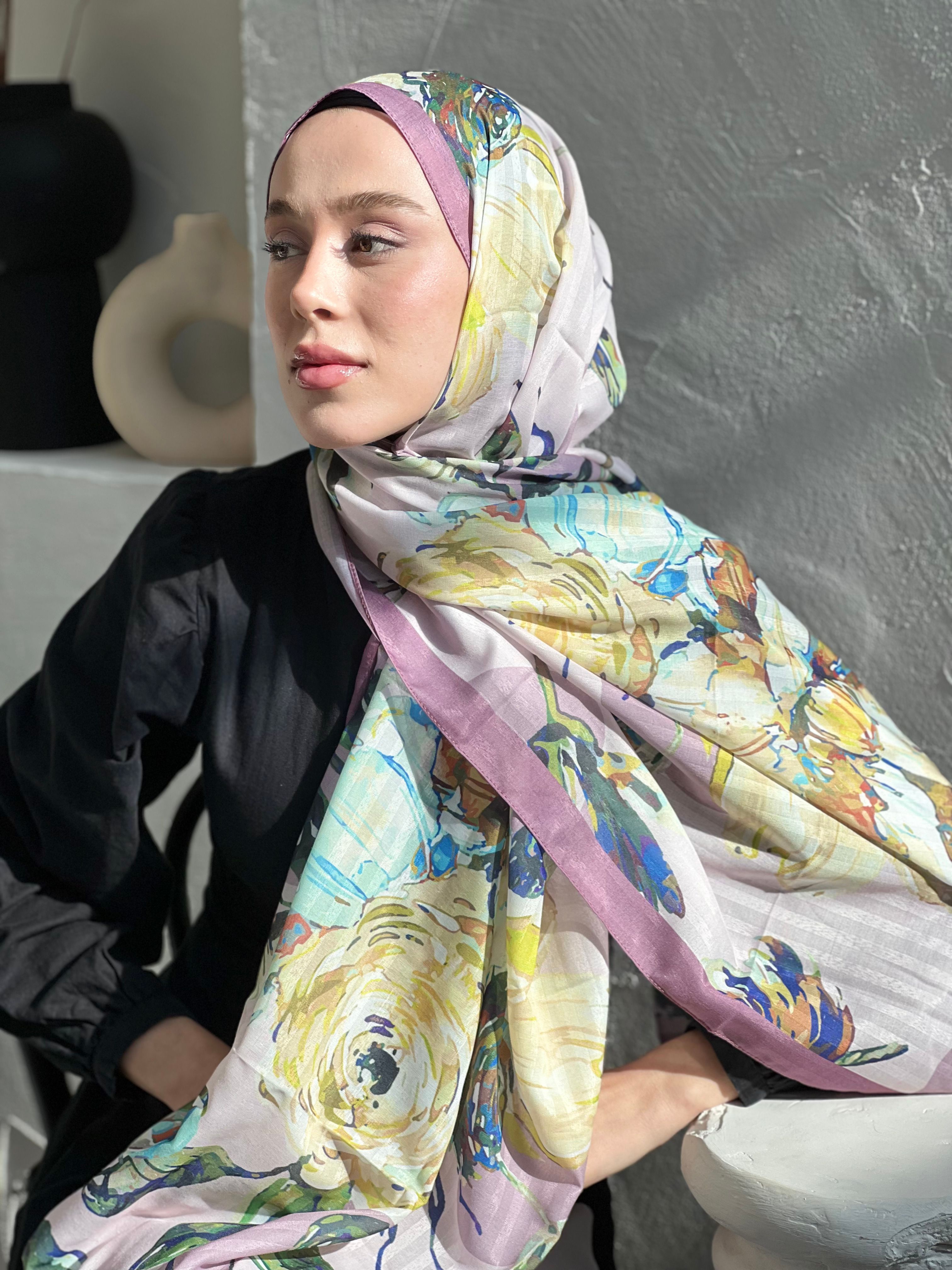 Azalea Pattern Striped Shawl