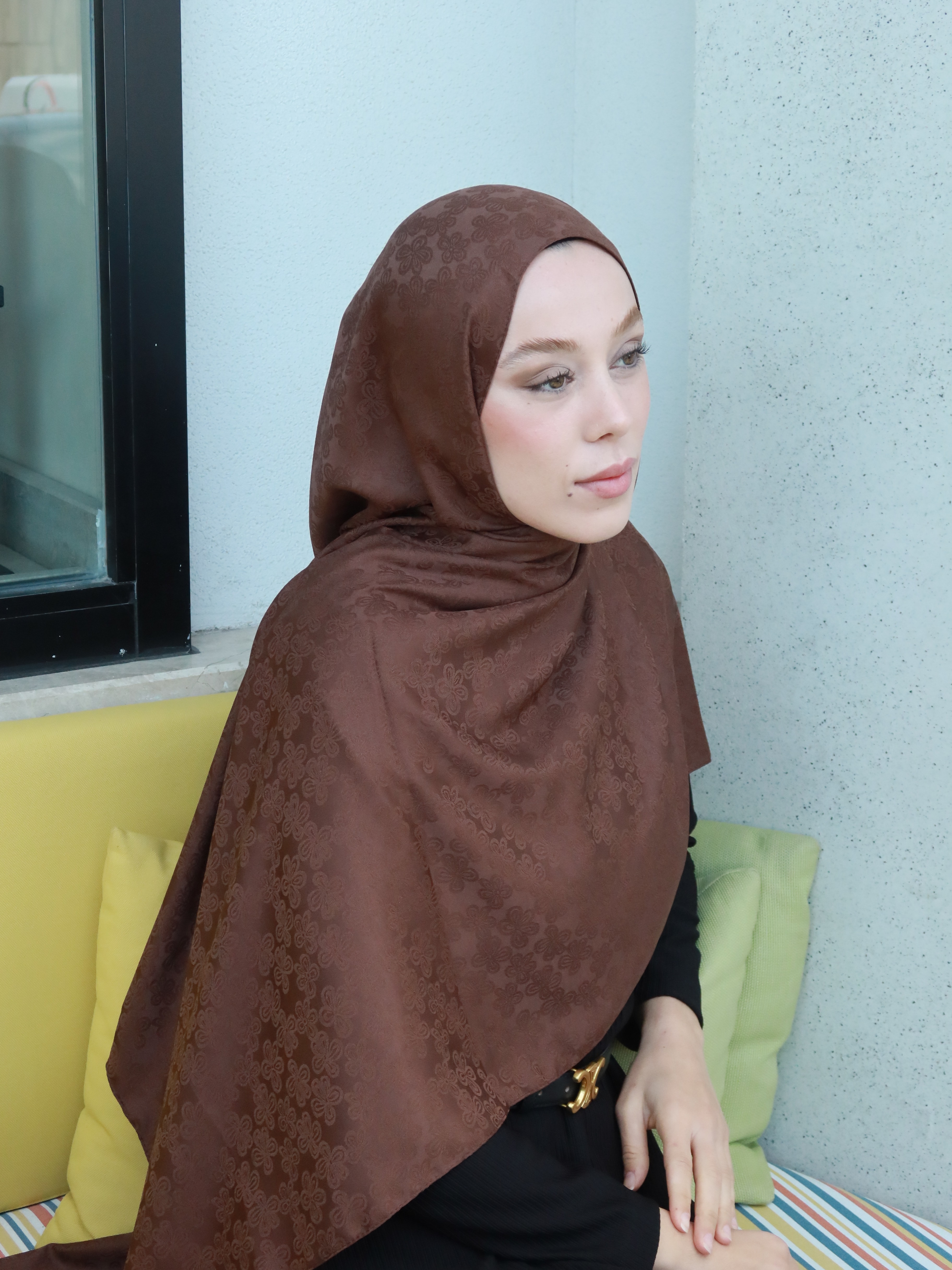 İpeksi Jakar Serisi Amber Desen - Acı Kahve