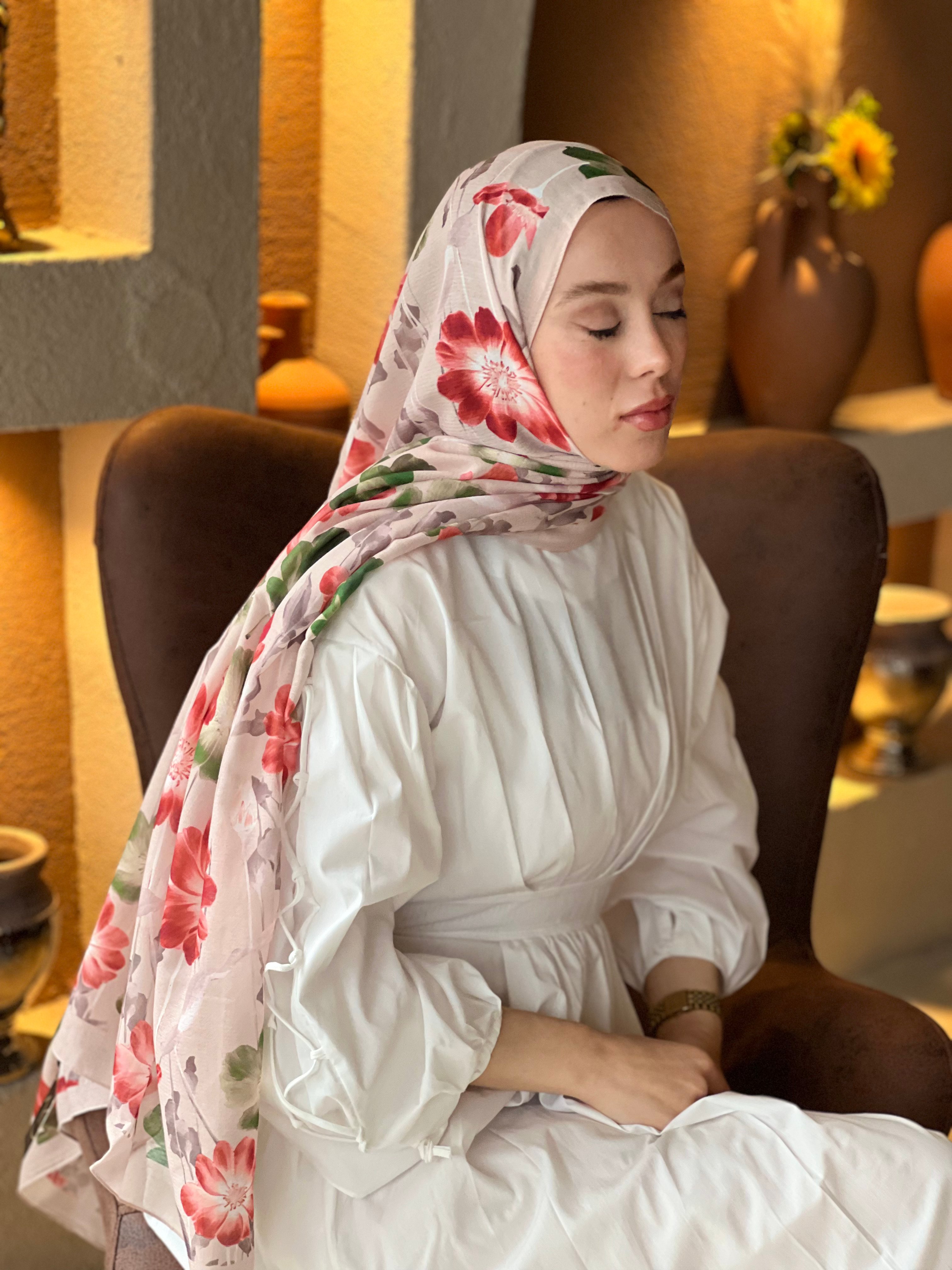 Fiori Desen Lina Şal - Bej