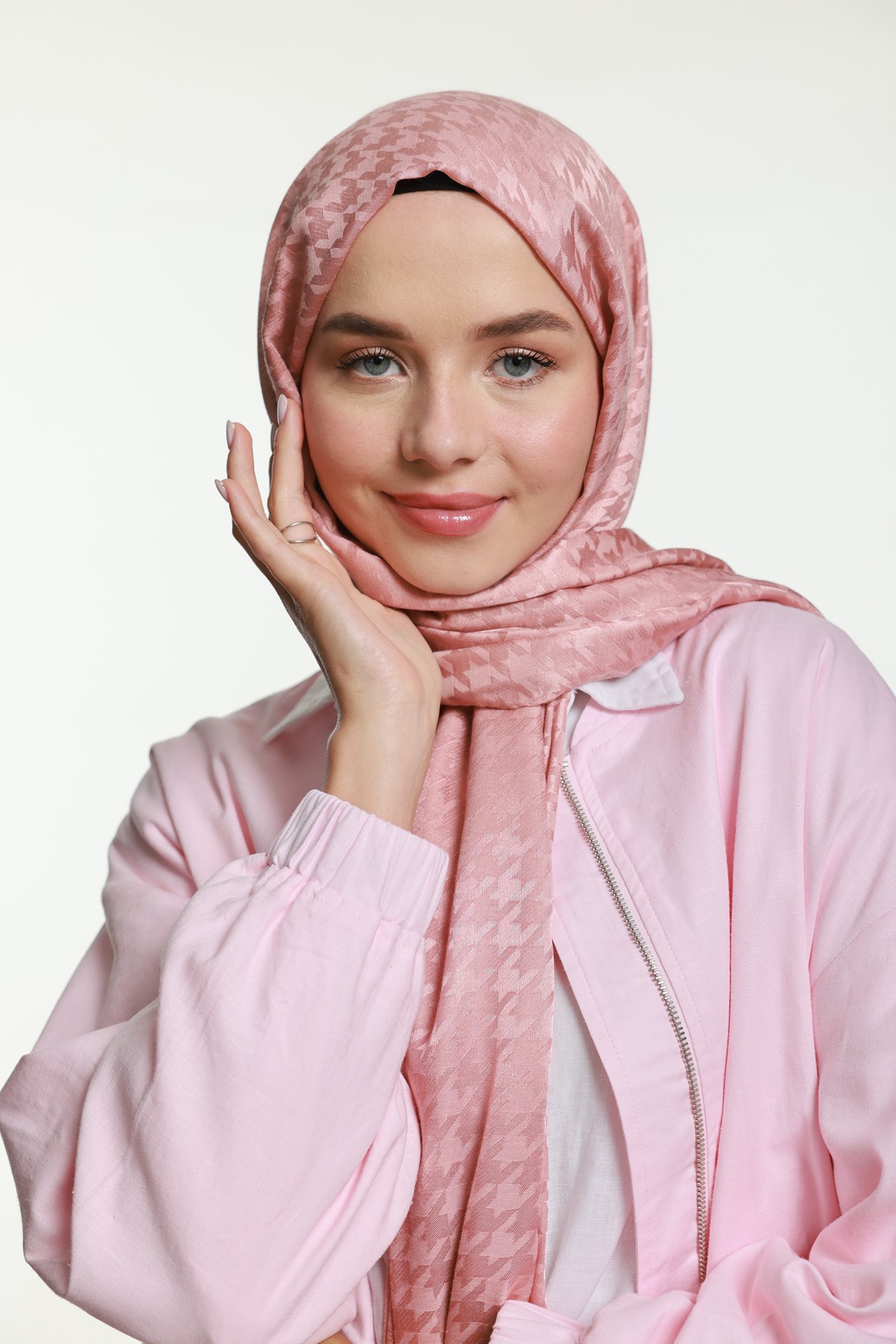 Harmony Jacquard Series Crowbar Pattern Shawl - Pink