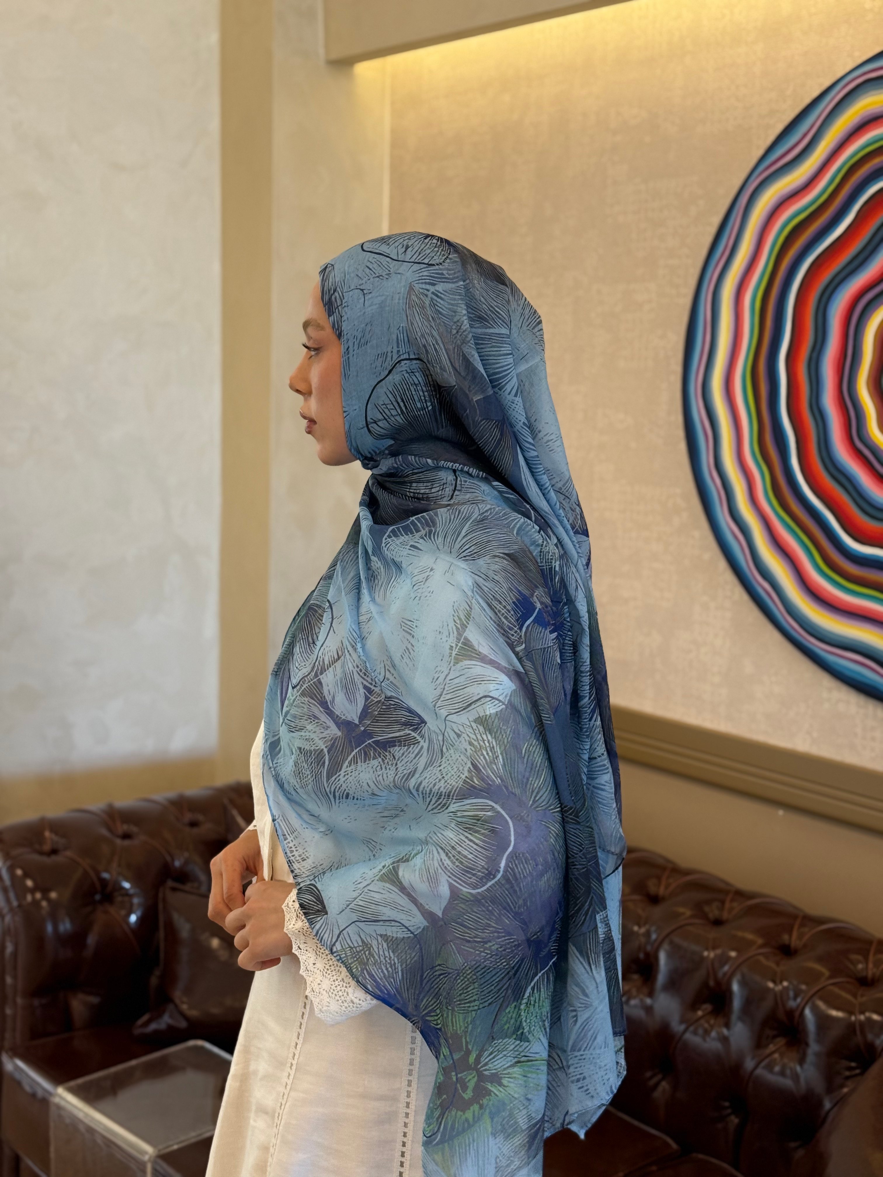 Esilda Desen Aya Şal - Airy Blue