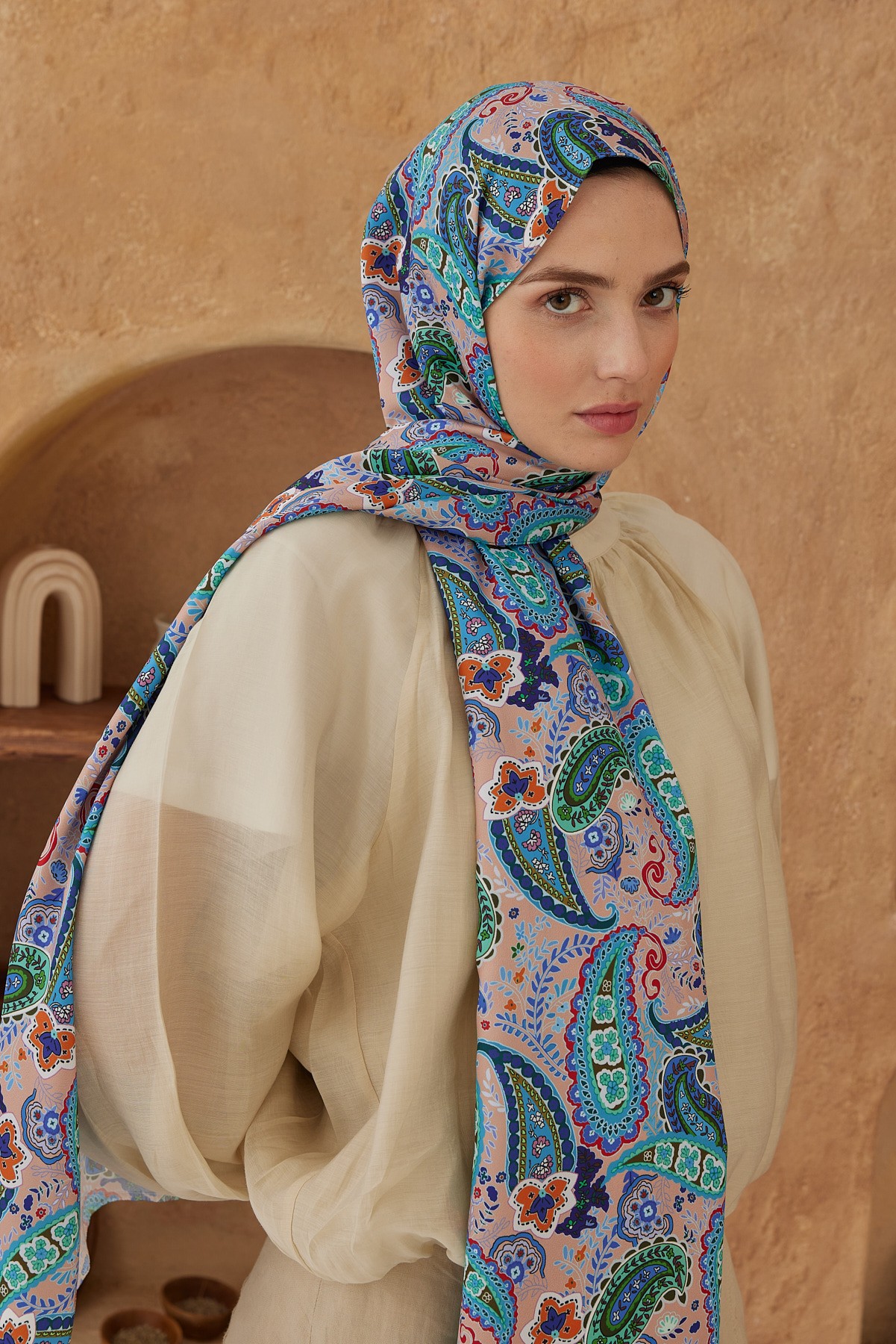 Silky Shawl Paisley Pattern - Vizon-Mavi