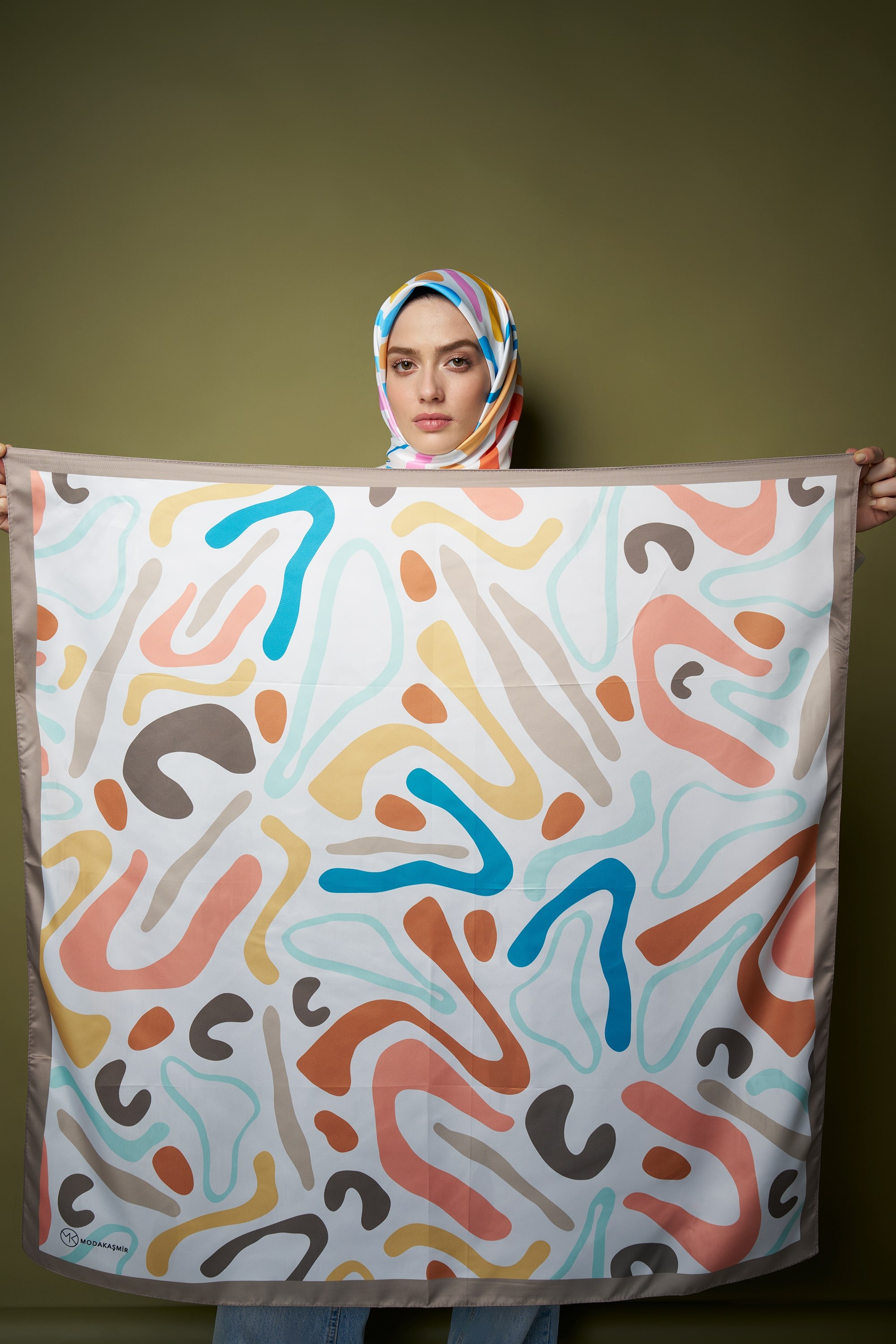 Abstract Line Twill Scarf