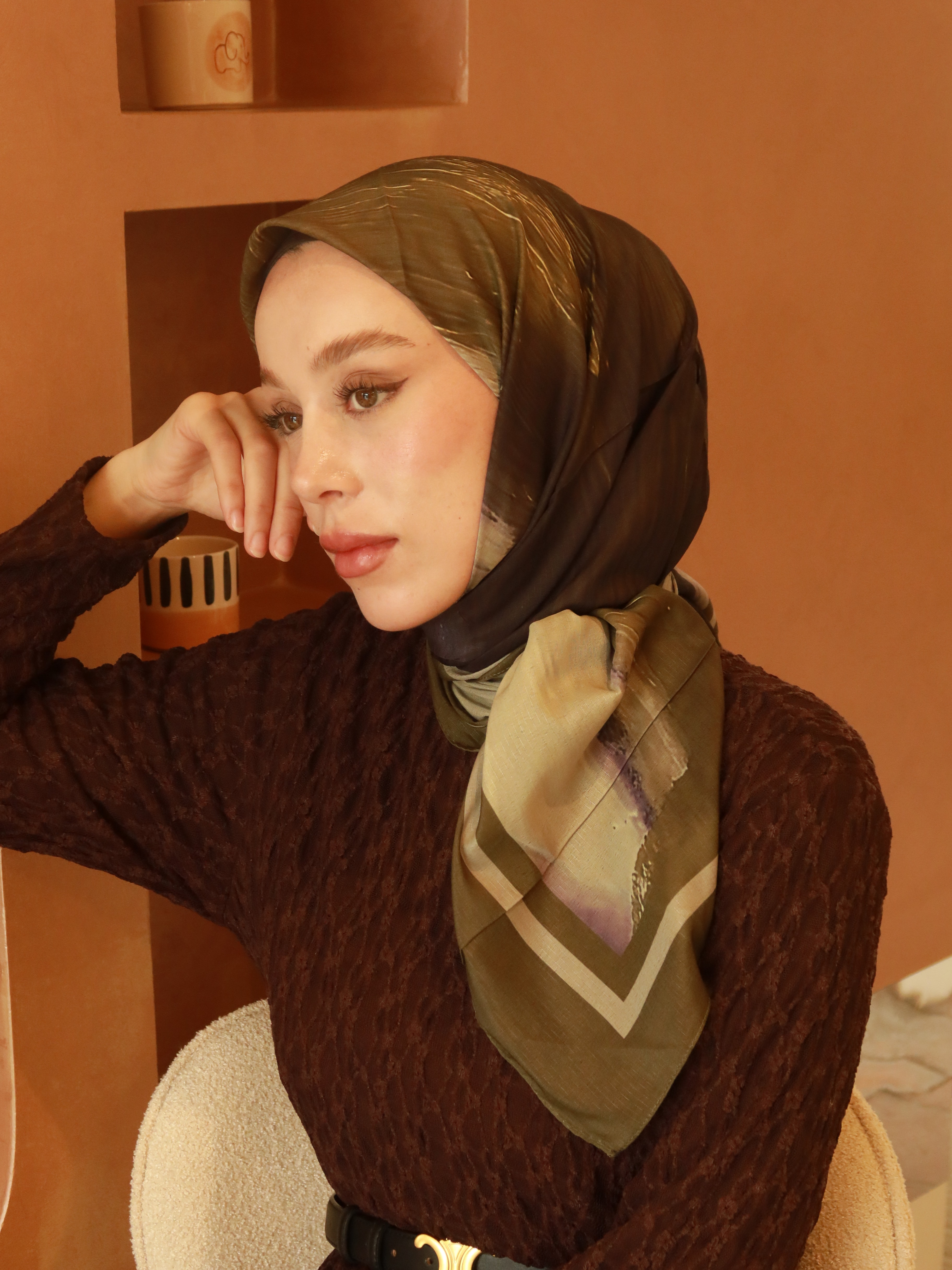 Nerith Desen Lina Eşarp - Haki