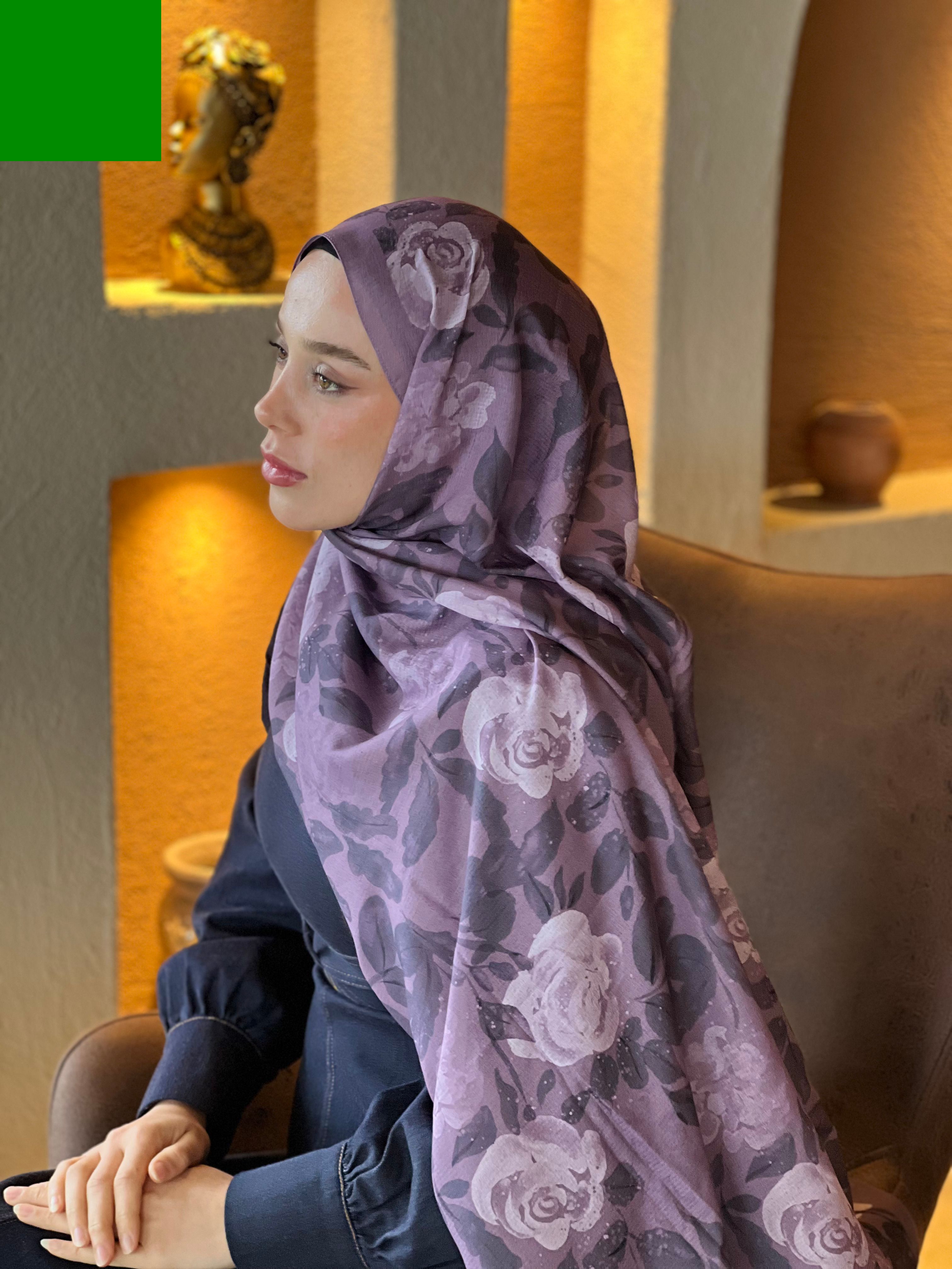 Verd Desen Lina Şal - Vintage Rose