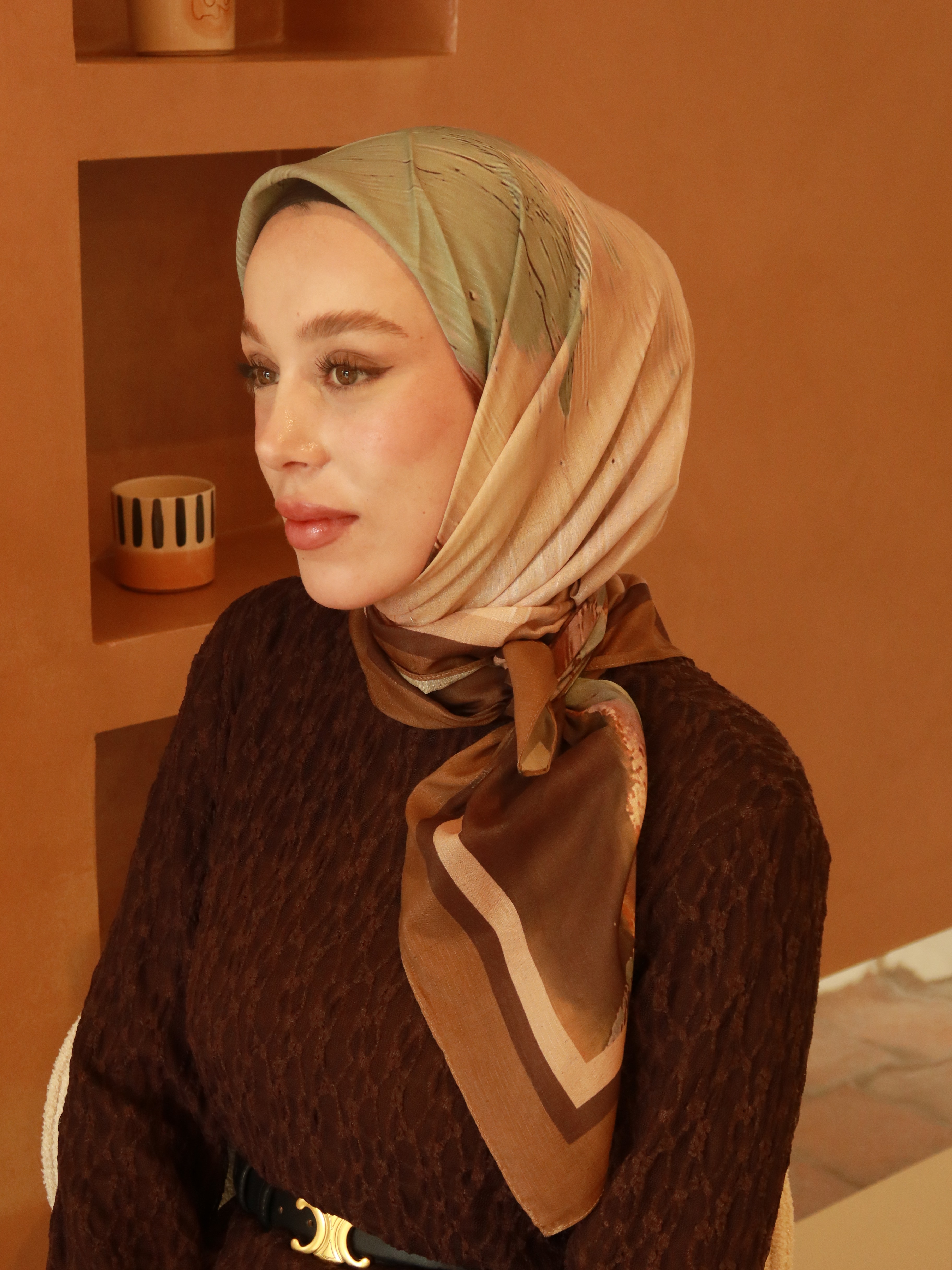 Nerith Desen Lina Eşarp - Koyu Bronz